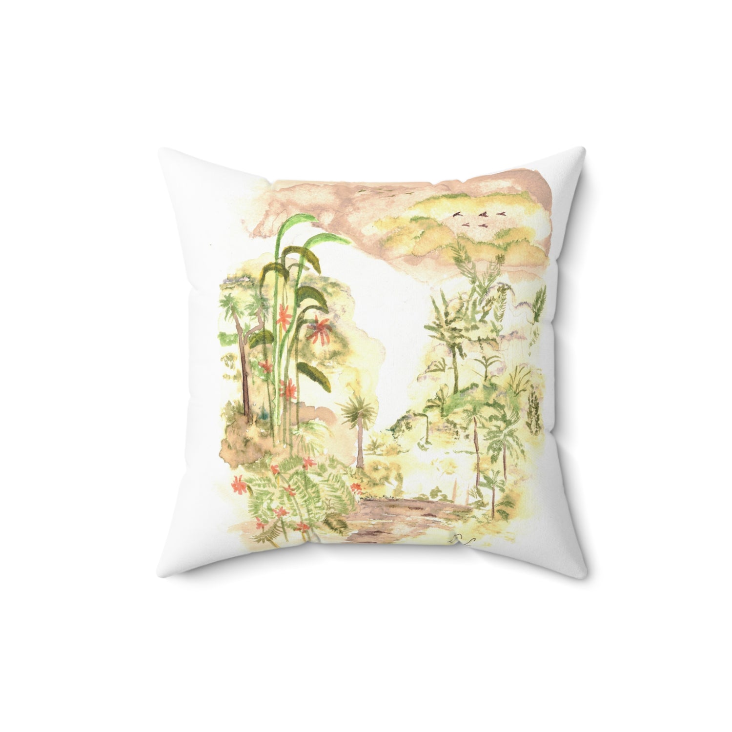 Square Throw Pillow Jungle — Minima Marron  Brushstroke Accent