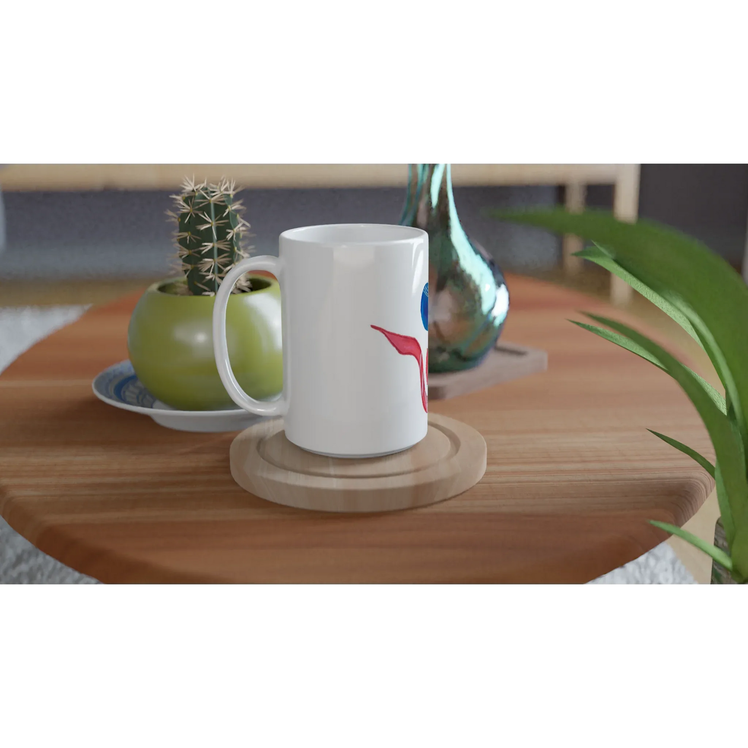 Mug en céramique blanche 44 cl Guirlande – Grand format, design et qualité durable - Laure Leprince - Artiste Peintre