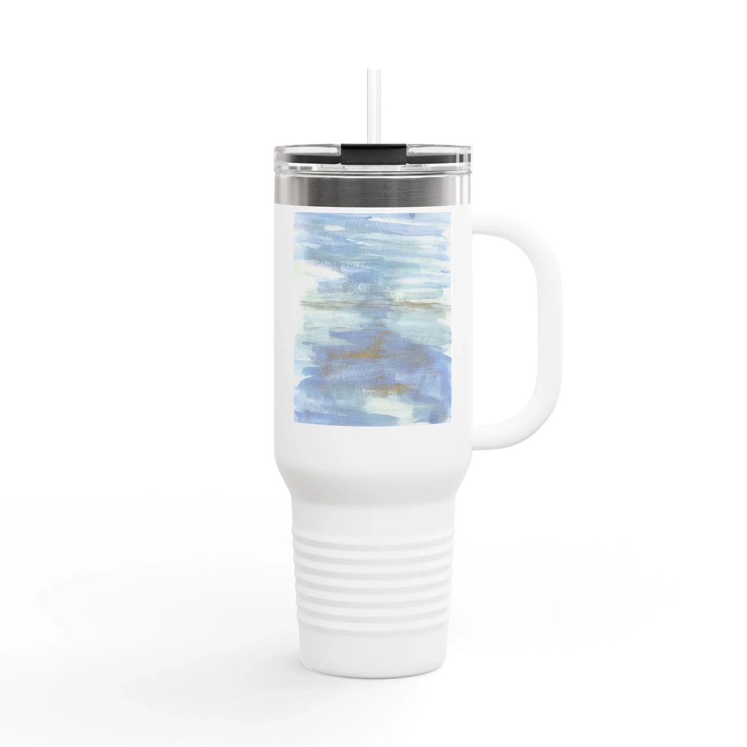 40oz Insulated Travel Mug – Silent Water Watercolor Design - Laure Leprince - Artiste Peintre