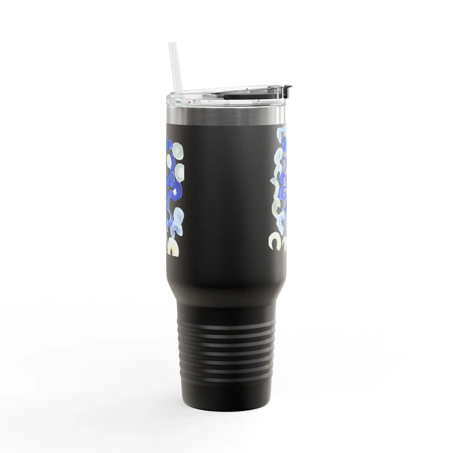 40oz Insulated Travel Mug – Blue Swirls Watercolor Design - Laure Leprince - Artiste Peintre