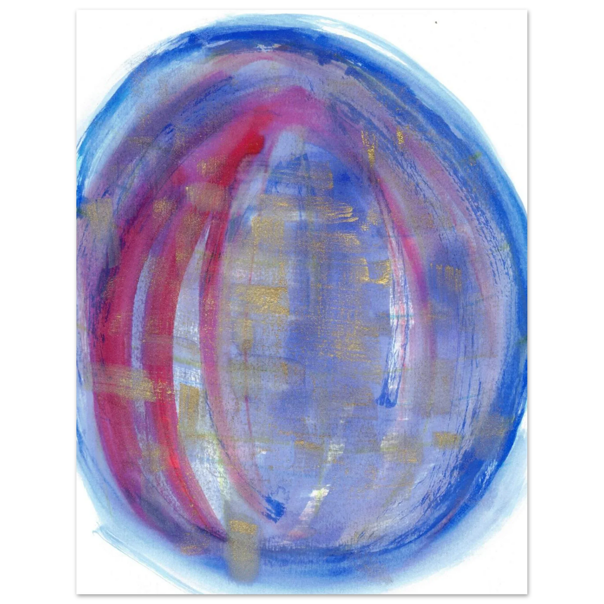 Cosmic Aura Abstract Watercolor Poster – Vibrant Blue, Magenta & Gold, Premium Matte Finish - Laure Leprince - Artiste Peintre