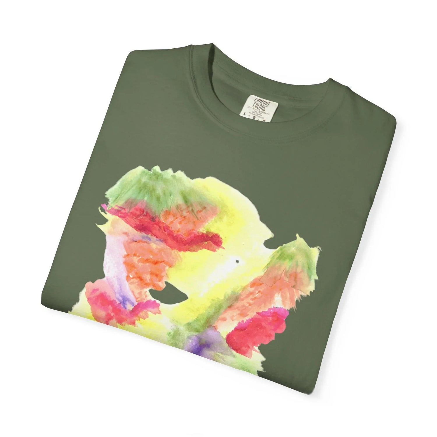 Abstract Eclosion Chromatique T-Shirt — Bright Watercolor Square Art Tee - Laure Leprince - Artiste Peintre