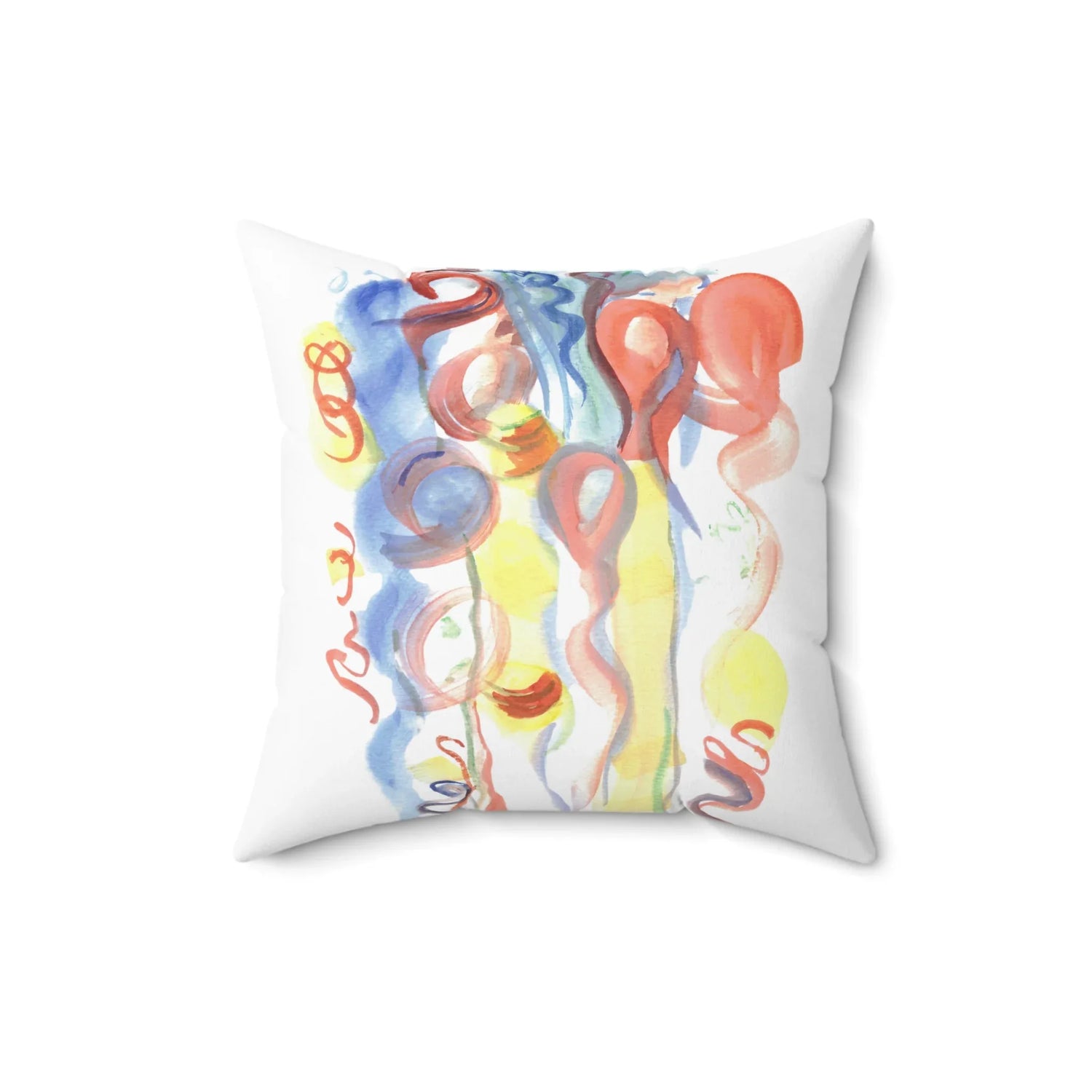 Square Throw Pillow Les Serpentins — Minimal Brushstroke Accent - Laure Leprince - Artiste Peintre