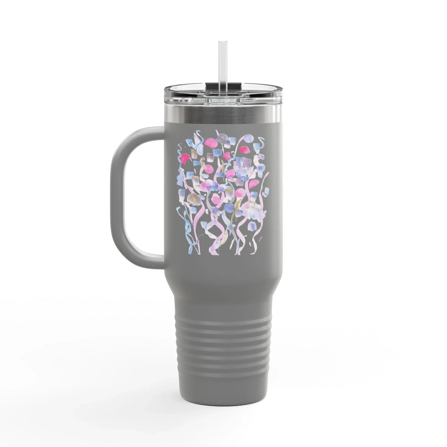 40oz Insulated Travel Mug – Petal Drift Watercolor Design - Laure Leprince - Artiste Peintre