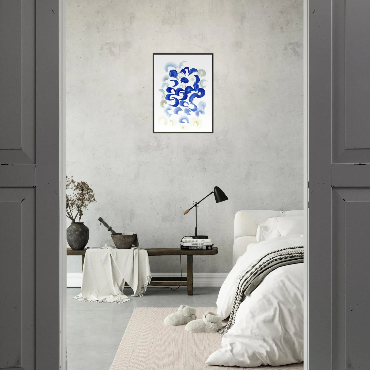 Classic Semi-Glossy Paper Metal Framed Poster Blue Swirls - Laure Leprince - Artiste Peintre