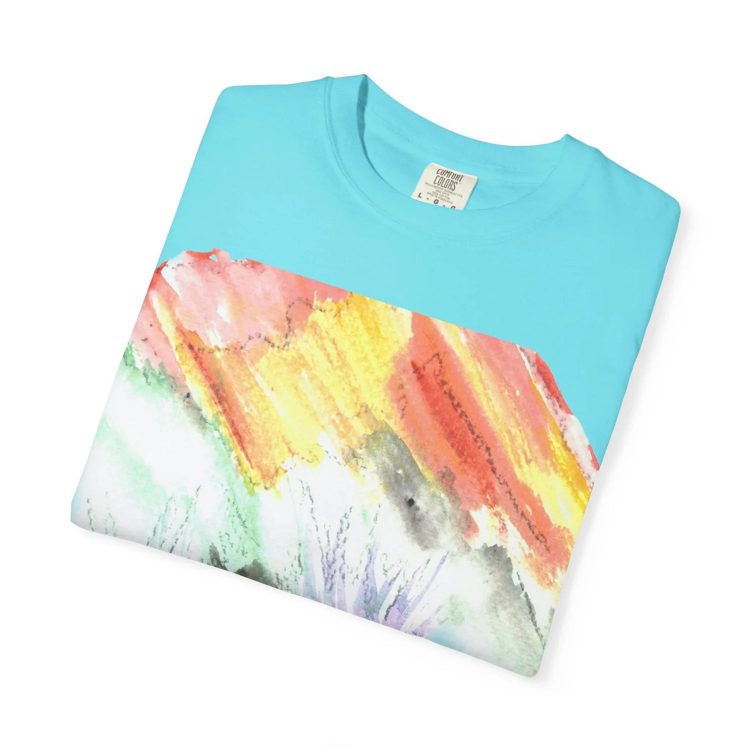 Abstract Lavander Drift T-Shirt — Bright Watercolor Square Art Tee - Laure Leprince - Artiste Peintre
