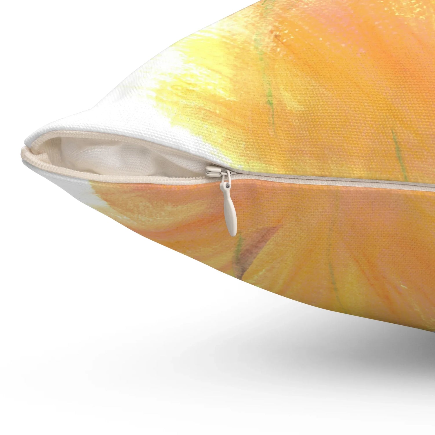 Square Throw Pillow Sun Whisper — Minimal Brushstroke Accent - Laure Leprince - Artiste Peintre