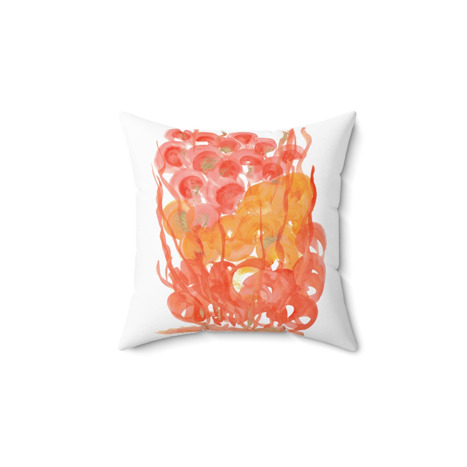 Square Throw Pillow Sunrice Flora— Minimal Red Brushstroke Accent