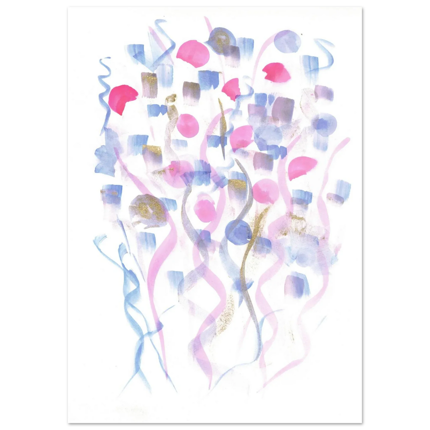 Abstract Watercolor Dreamscape Poster - Pastel Hues & Gold Flecks RDJ3-1 - Laure Leprince - Artiste Peintre