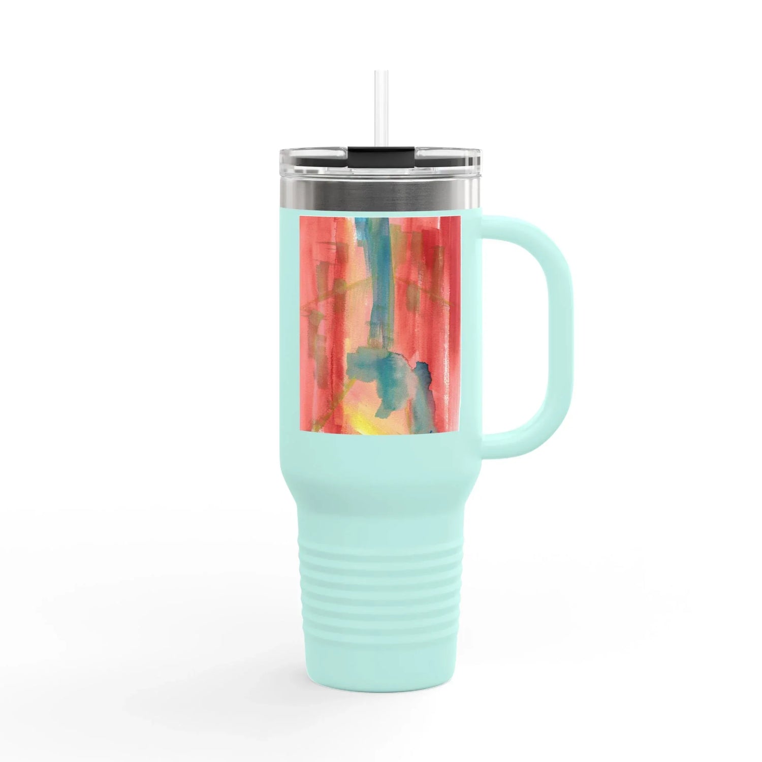 40oz Insulated Travel Mug –Color Surge Watercolor Design - Laure Leprince - Artiste Peintre