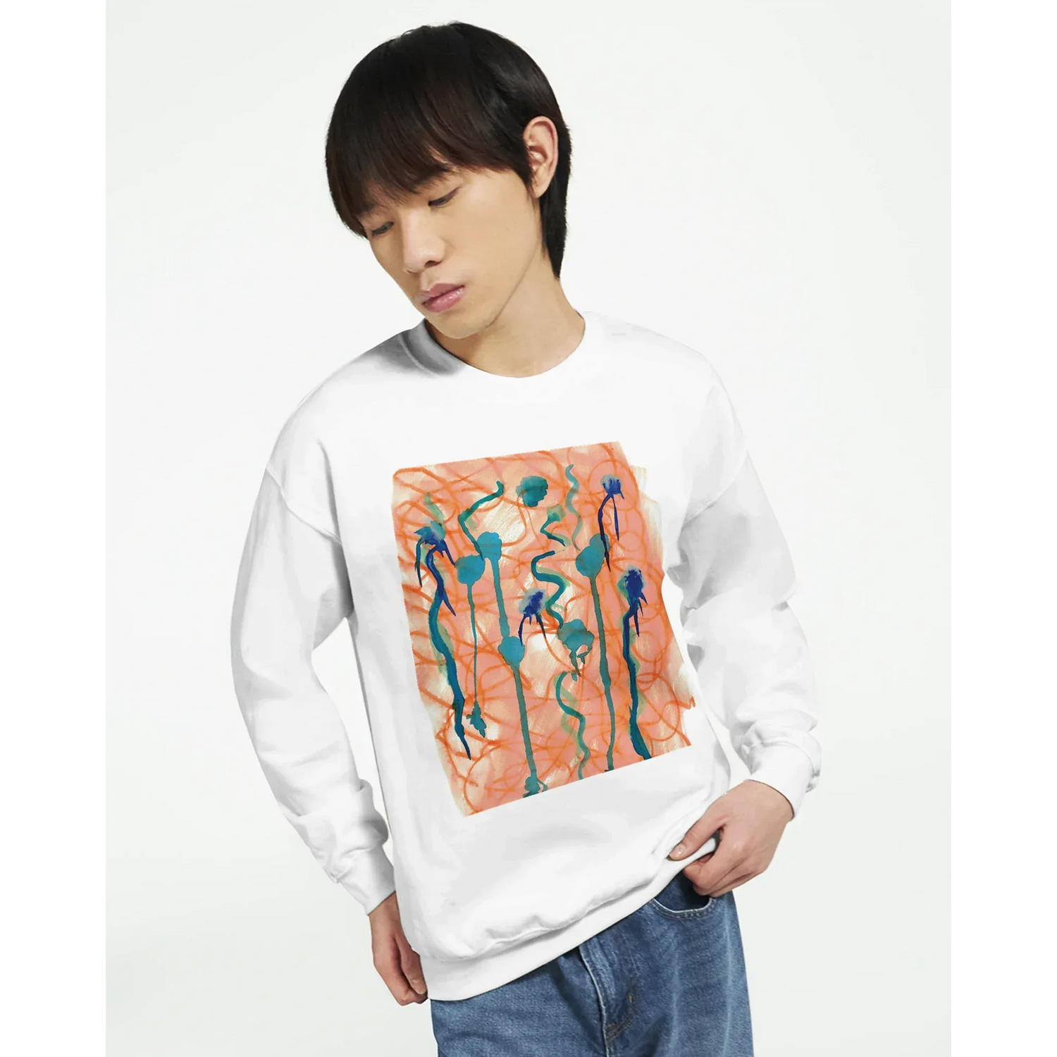 Sweatshirt Unisexe Classiques Saphir Ambre Impression Artistique Multicolore - Laure Leprince - Artiste Peintre