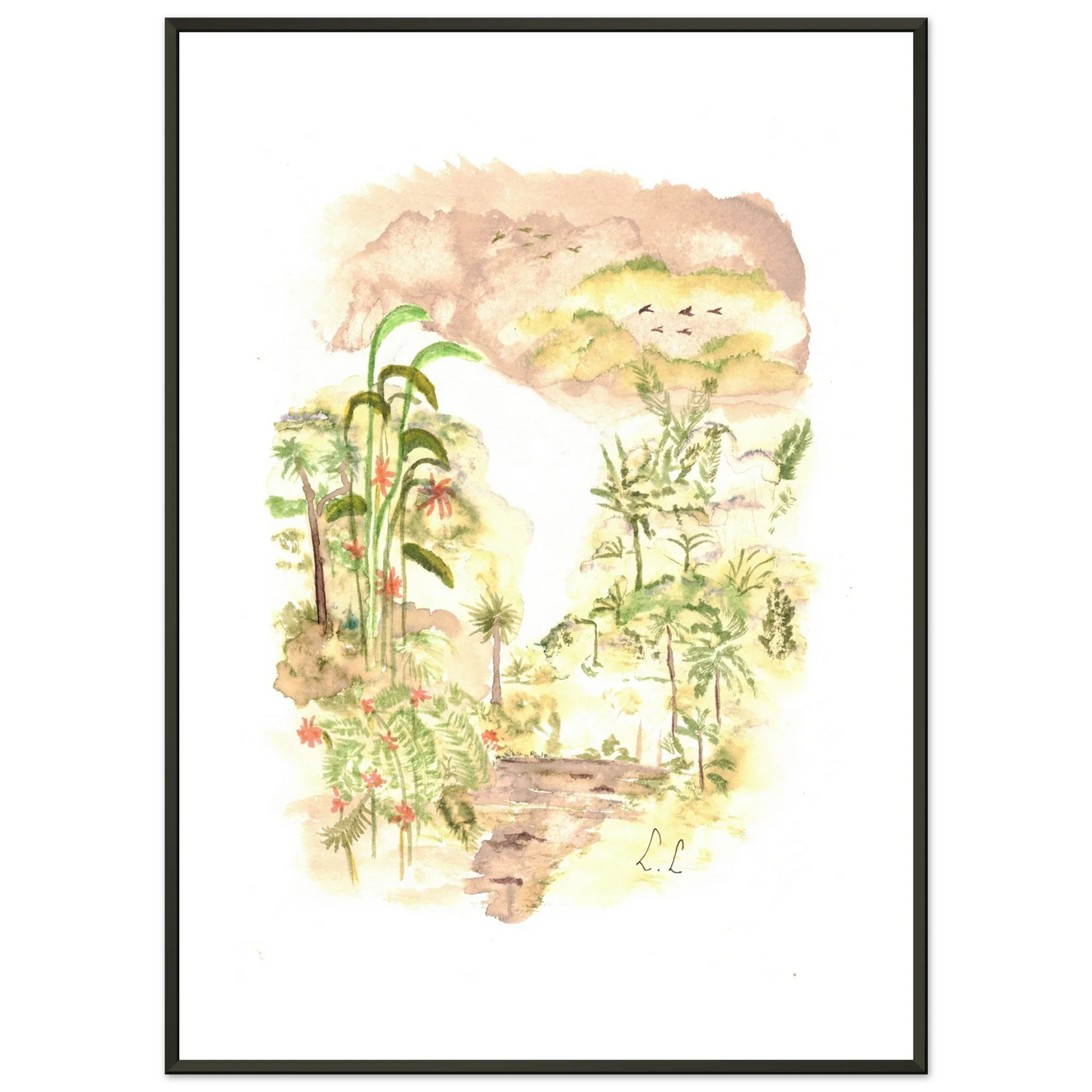 Classic Semi-Glossy Paper Metal Framed Poster Jungle - Laure Leprince - Artiste Peintre
