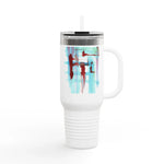 40oz Insulated Travel Mug – Stuctures Liquides Watercolor Design - Laure Leprince - Artiste Peintre