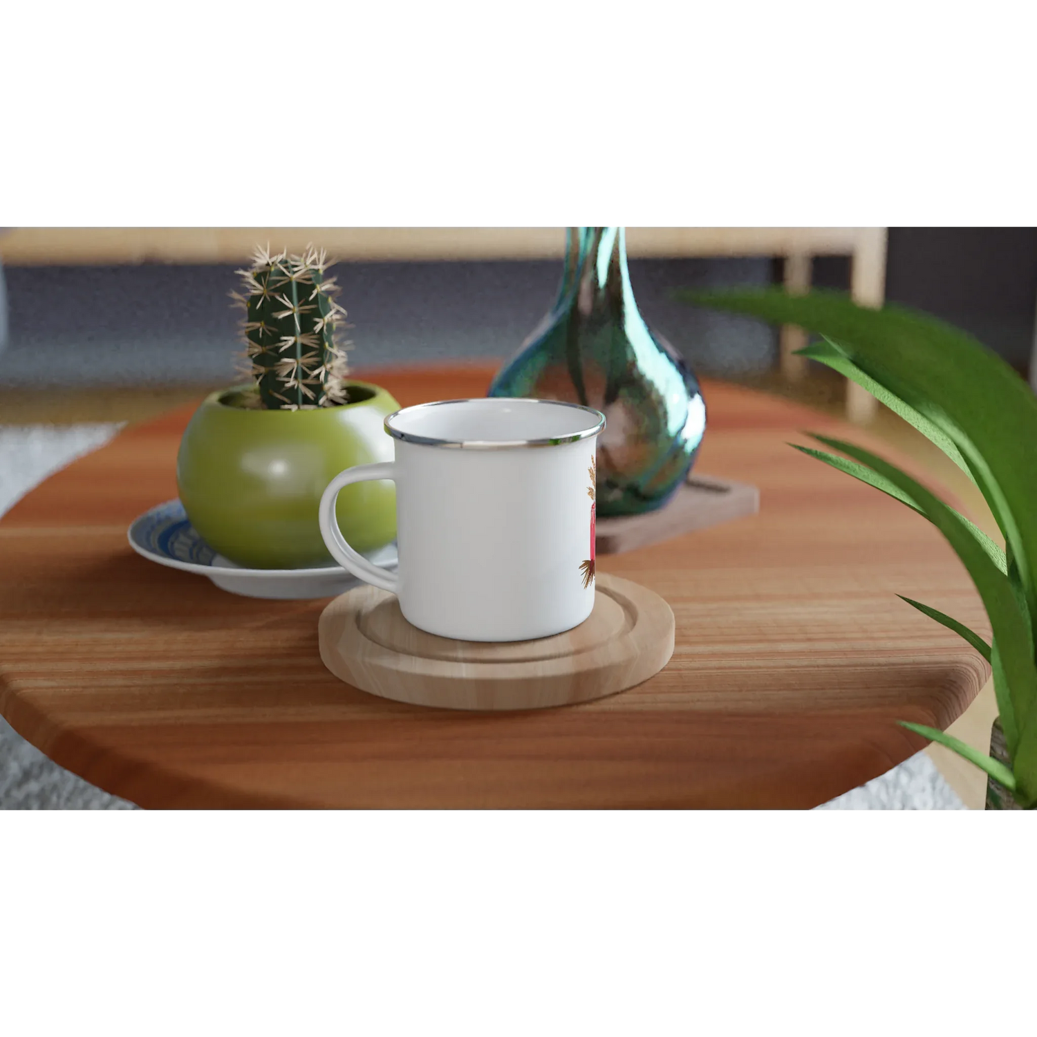 Mug en émail blanc 35 cl Bougie – Léger, vintage et résistant - Laure Leprince - Artiste Peintre