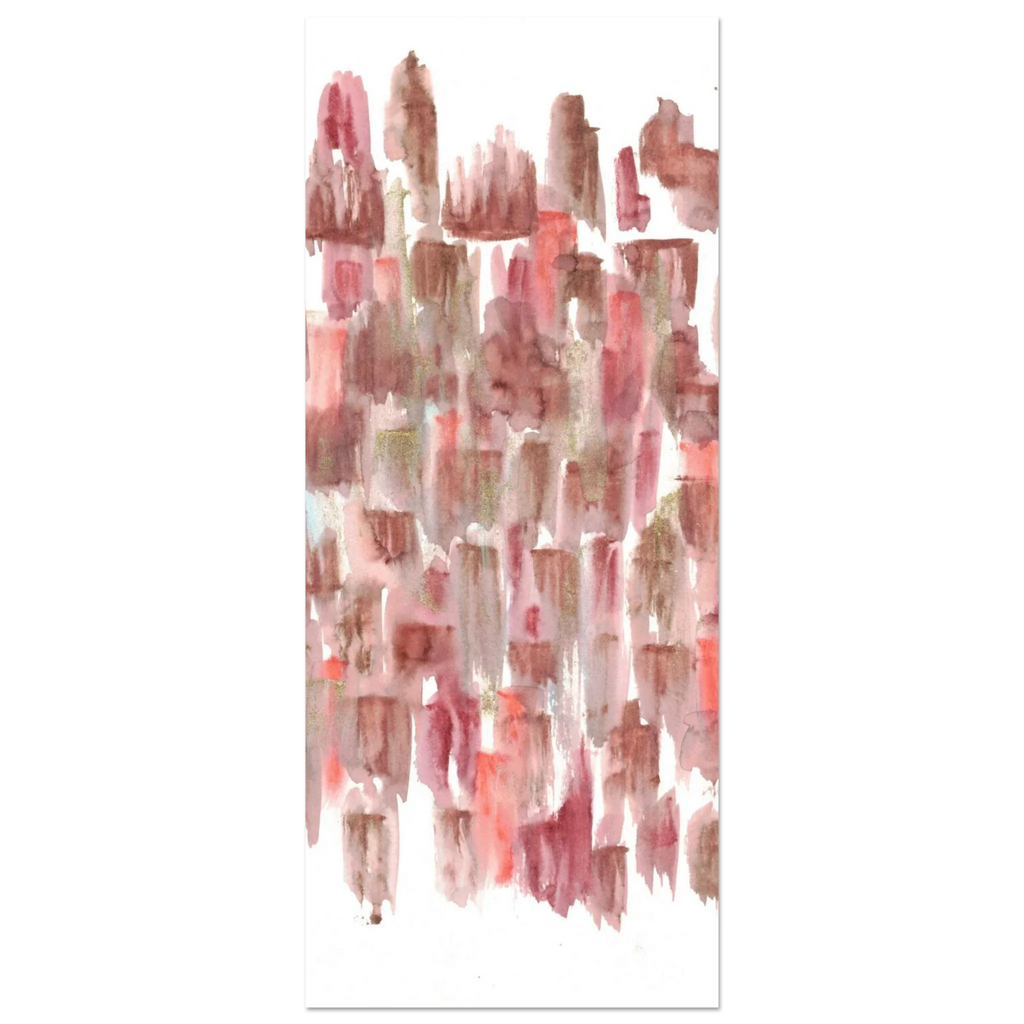Abstract Watercolor Brushstrokes Matte Poster - Earthy Hues & Gold Flecks - Laure Leprince - Artiste Peintre