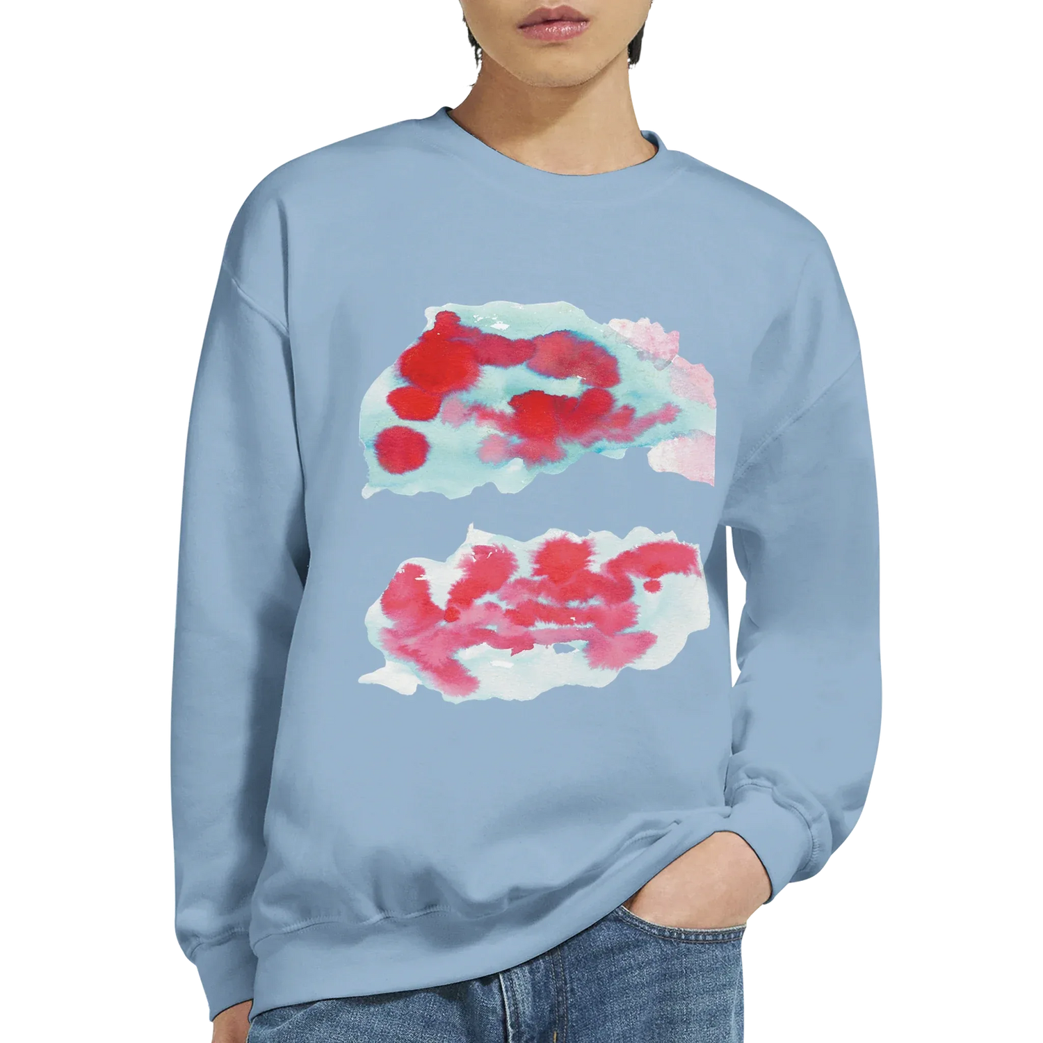 Sweatshirt Unisexe Classique Brumes Carmin – Impression Artistique Multicolore - Laure Leprince - Artiste Peintre