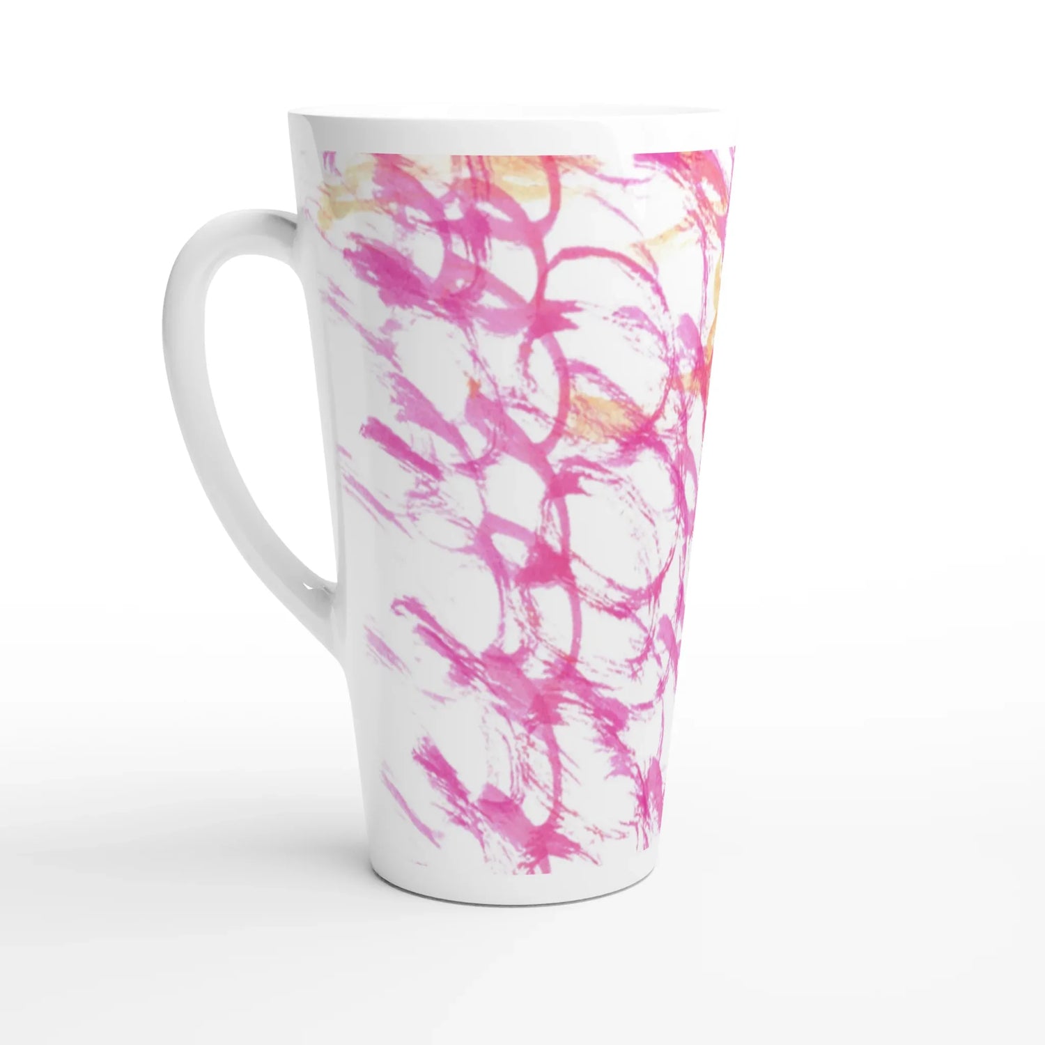 Mug à Latte en Céramique Blanche 500 ml Pink Waves – Élégant, durable et brillant - Laure Leprince - Artiste Peintre