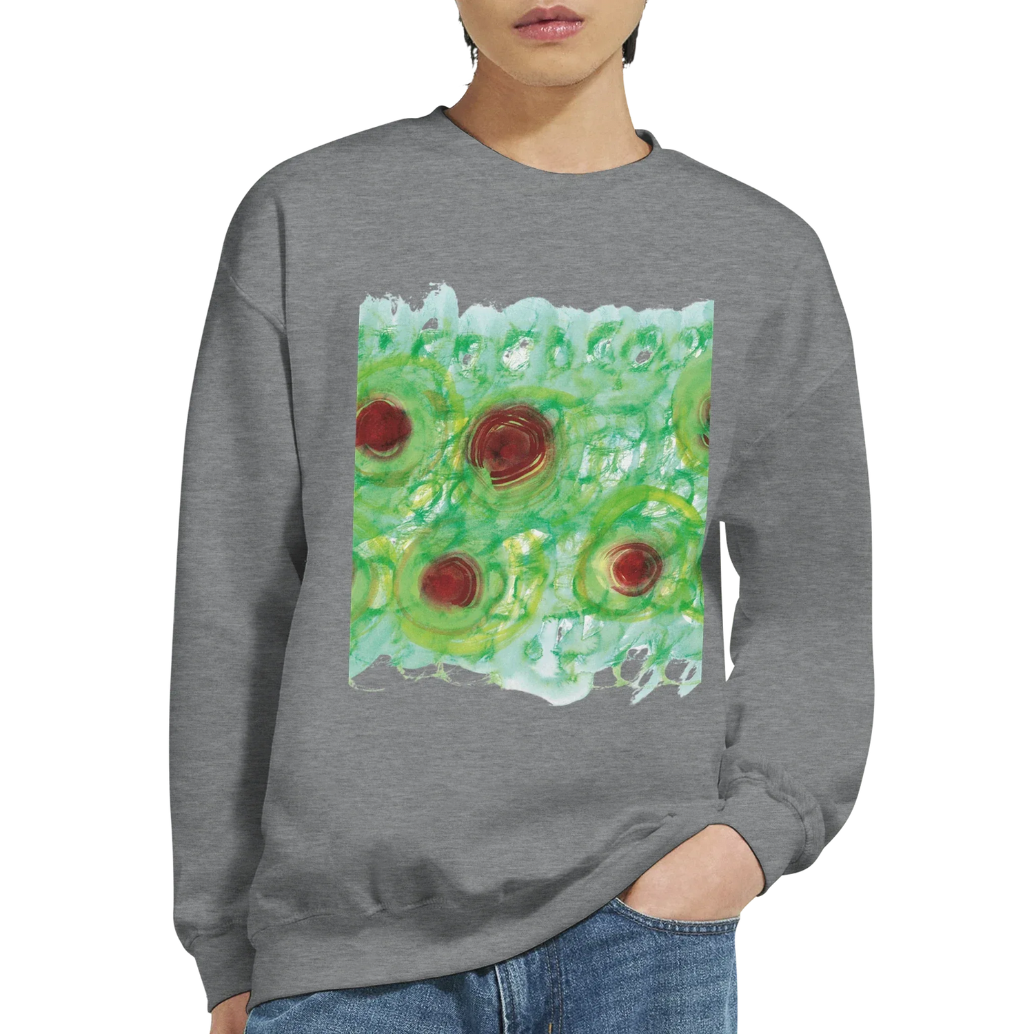 Sweatshirt Unisexe Classique Green Echo – Impression Artistique Multicolore - Laure Leprince - Artiste Peintre