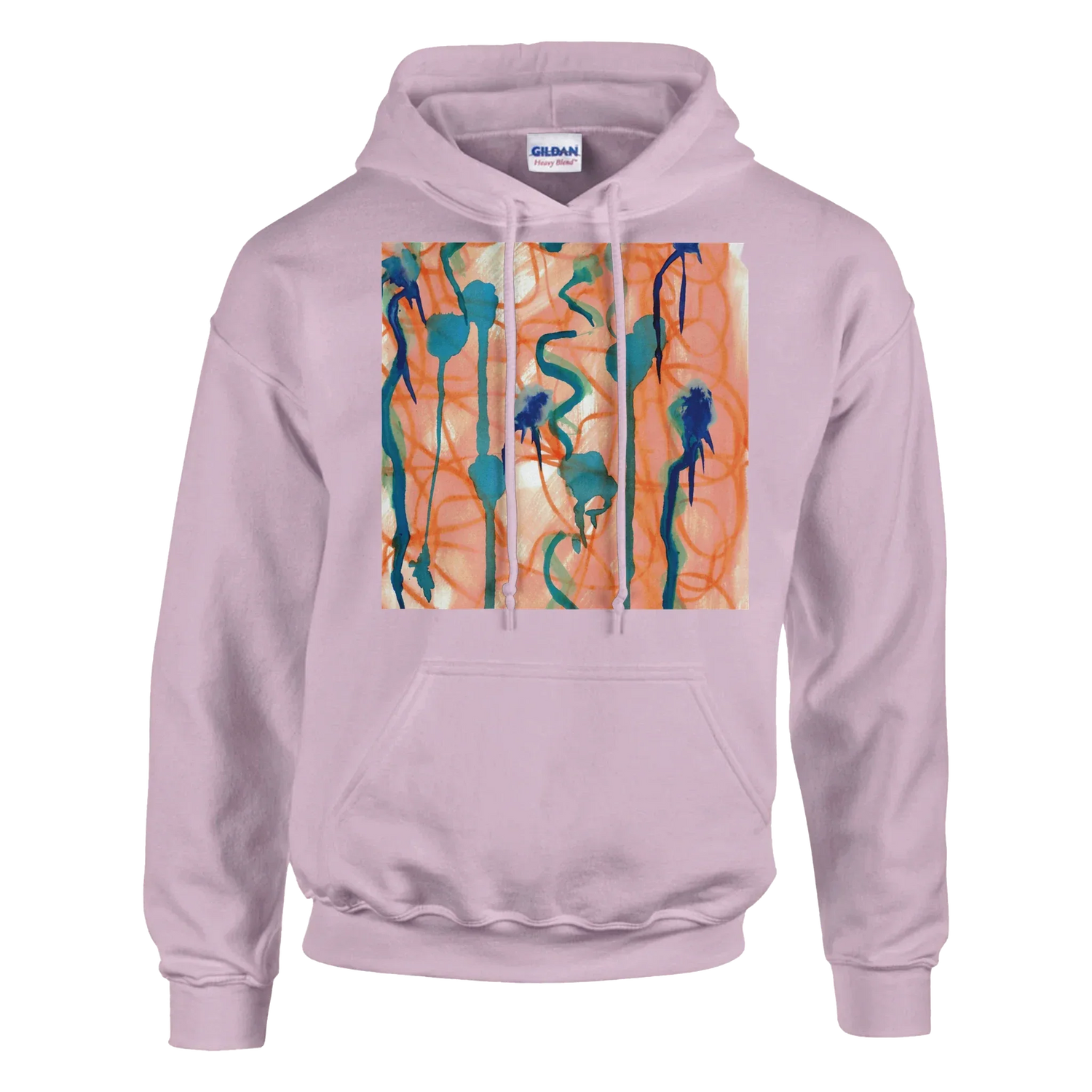 Sweat à capuche unisexe artistique Saphir Ambre| Gildan® 18500 White - Laure Leprince - Artiste Peintre