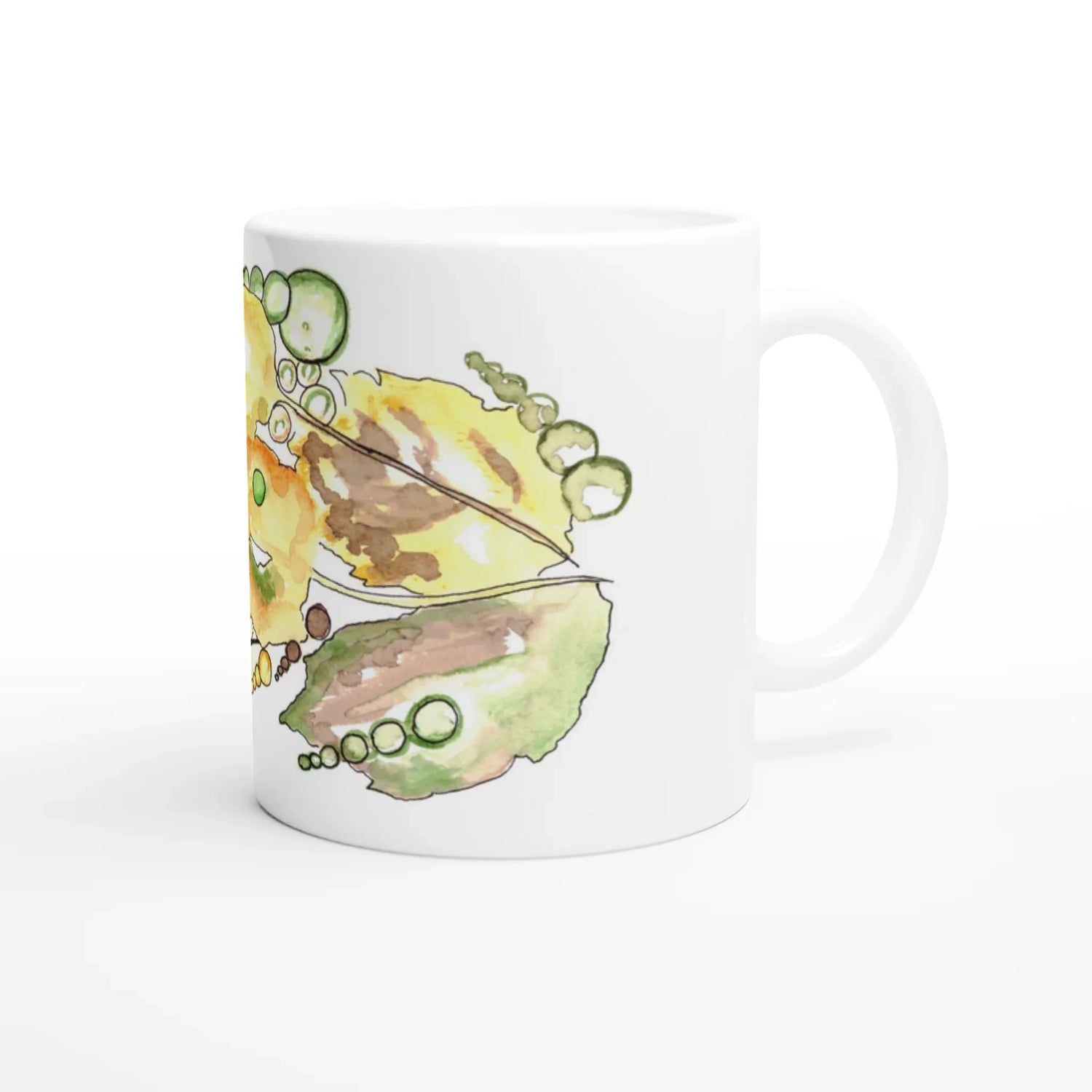 Mug en céramique 325 ml à bord colore Feuillaison – Élégant et éclatant - Laure Leprince - Artiste Peintre