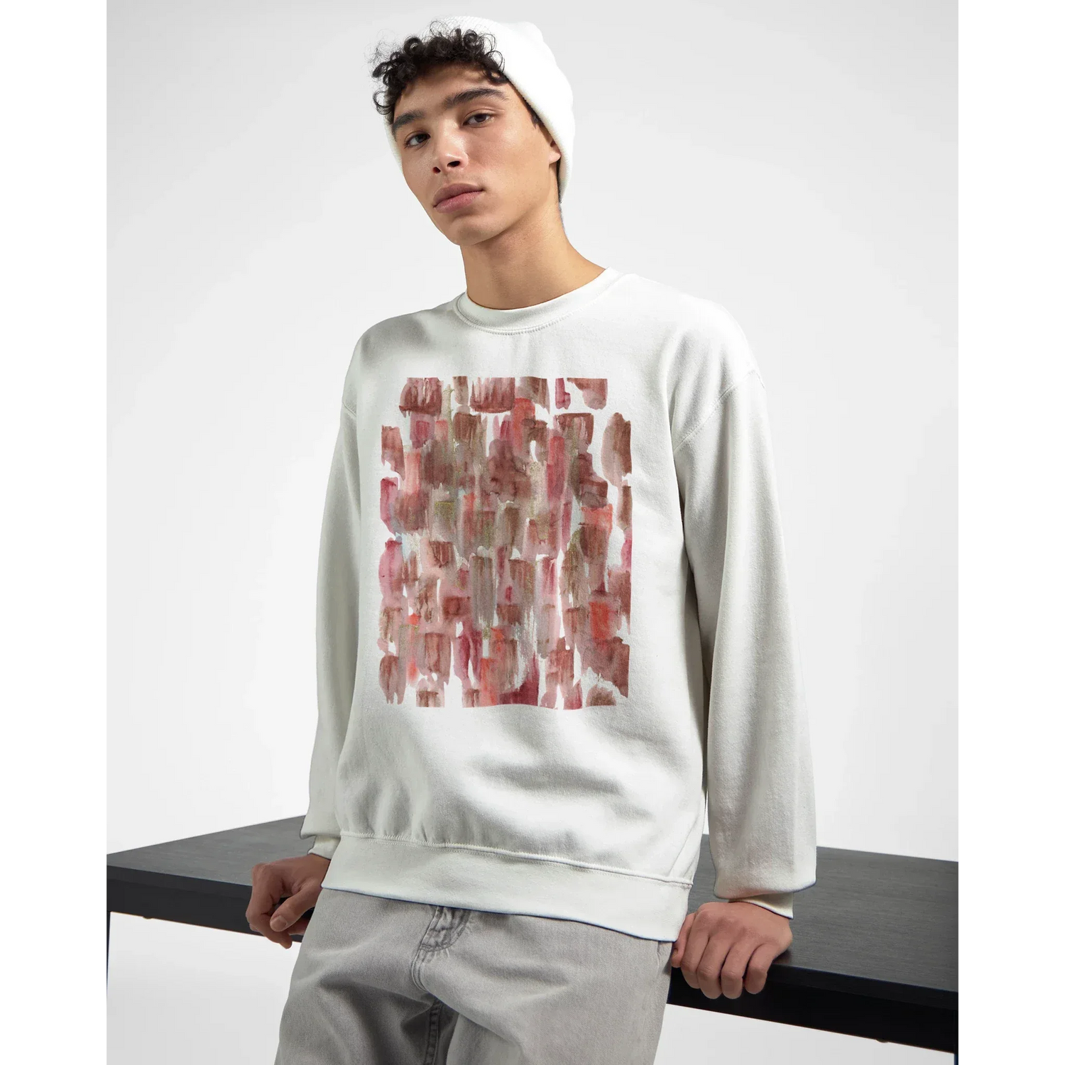 Sweatshirt Unisexe Classique Terracotta Waves – Impression Artistique Multicolore - Laure Leprince - Artiste Peintre