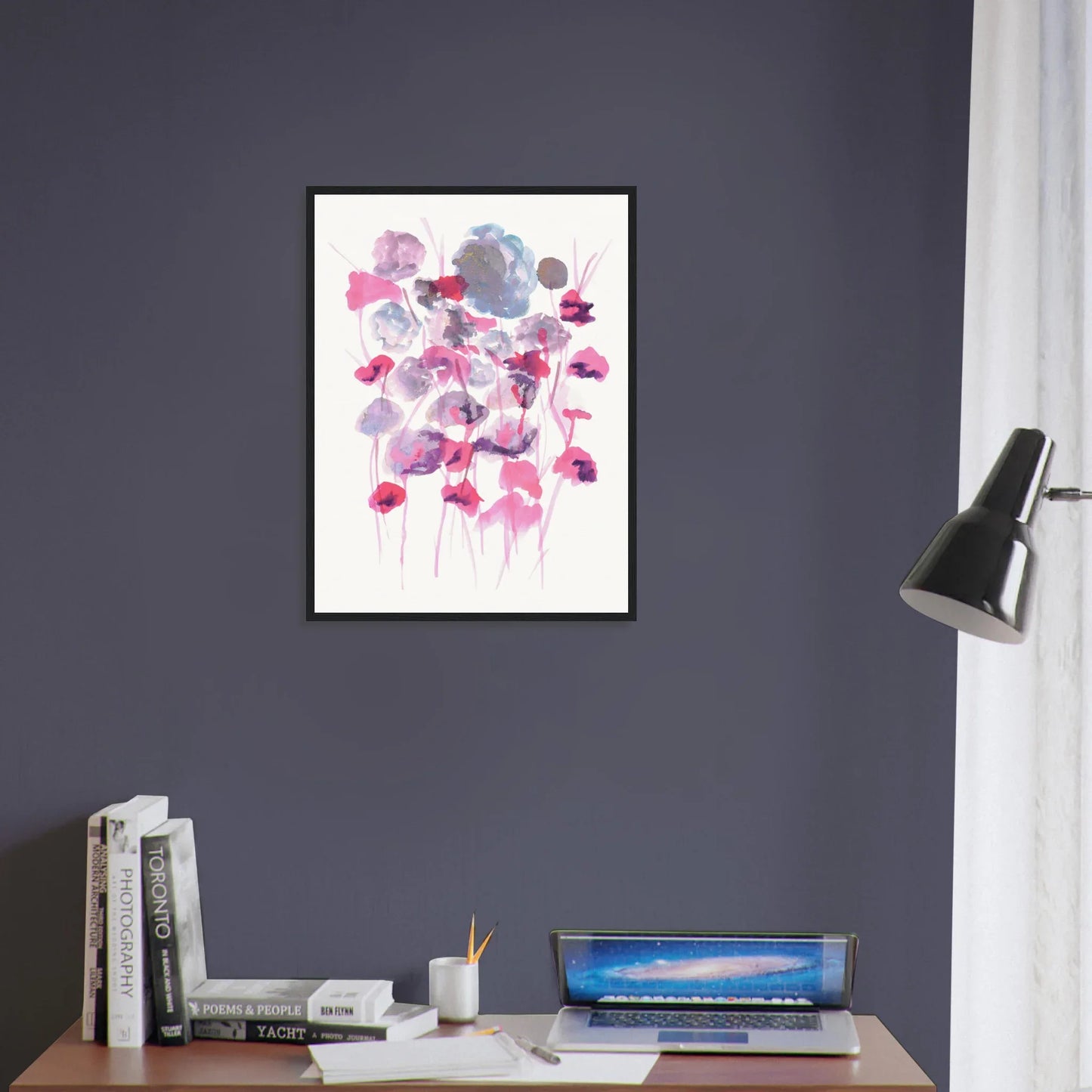 Affiche Encadrée Museum-Quality Matte Paper Wooden Framed Jardin des Ombrelles - Laure Leprince - Artiste Peintre