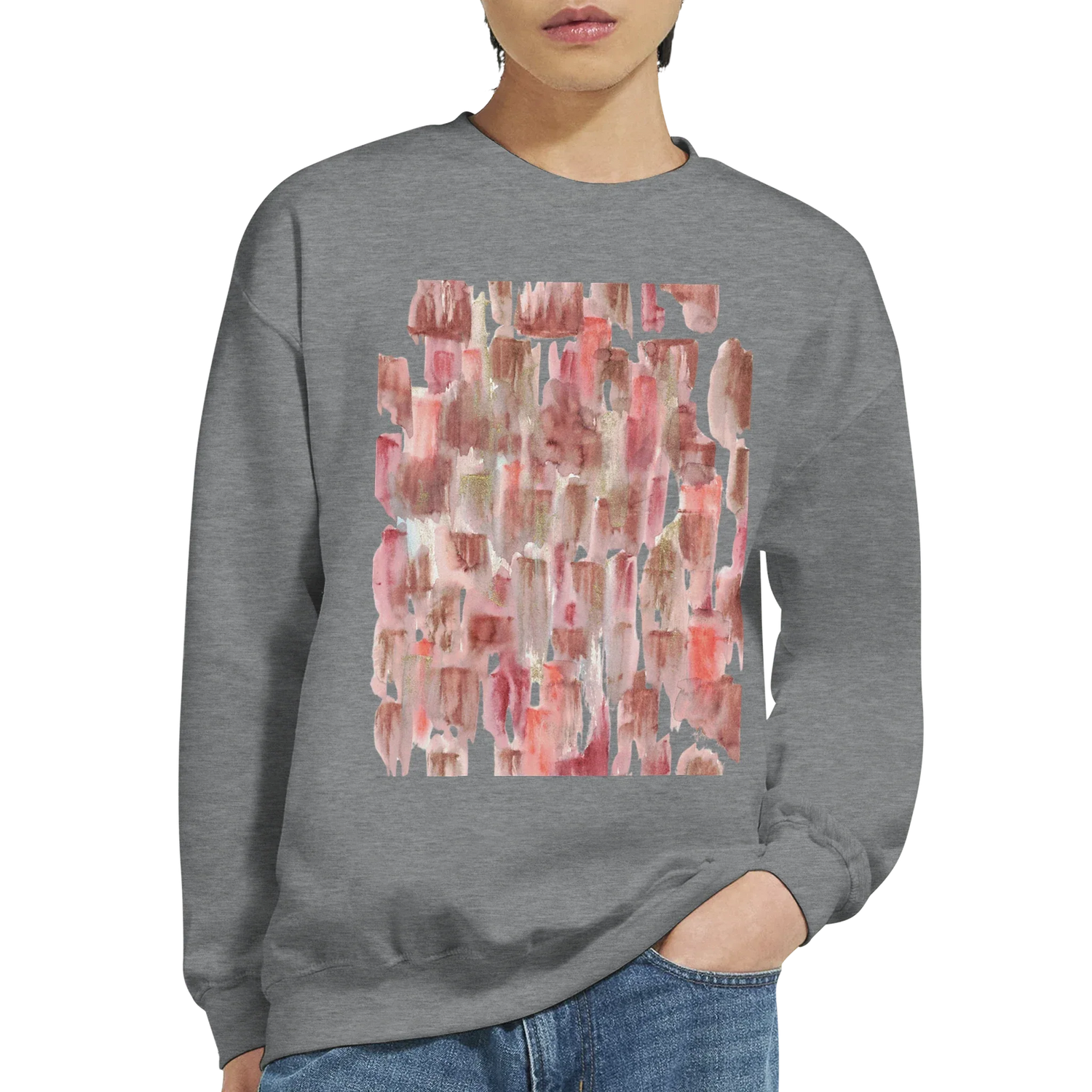 Sweatshirt Unisexe Classique Terracotta Waves – Impression Artistique Multicolore - Laure Leprince - Artiste Peintre
