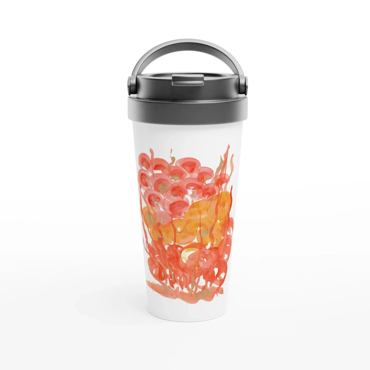 Mug de voyage isotherme 450 ml (15 oz) Sunrice Flora| Étanche, réutilisable et design artistique - Laure Leprince - Artiste Peintre