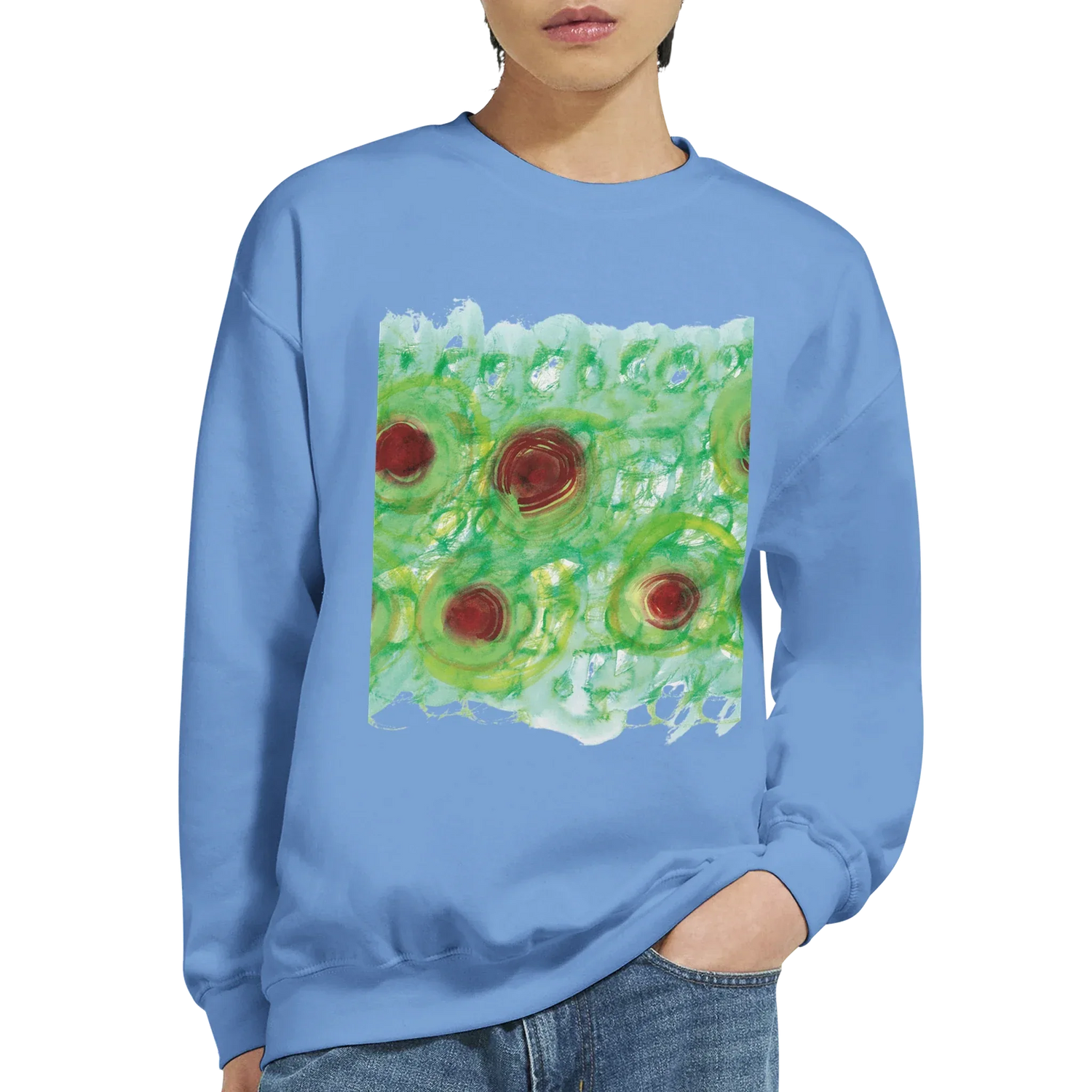 Sweatshirt Unisexe Classique Green Echo – Impression Artistique Multicolore - Laure Leprince - Artiste Peintre