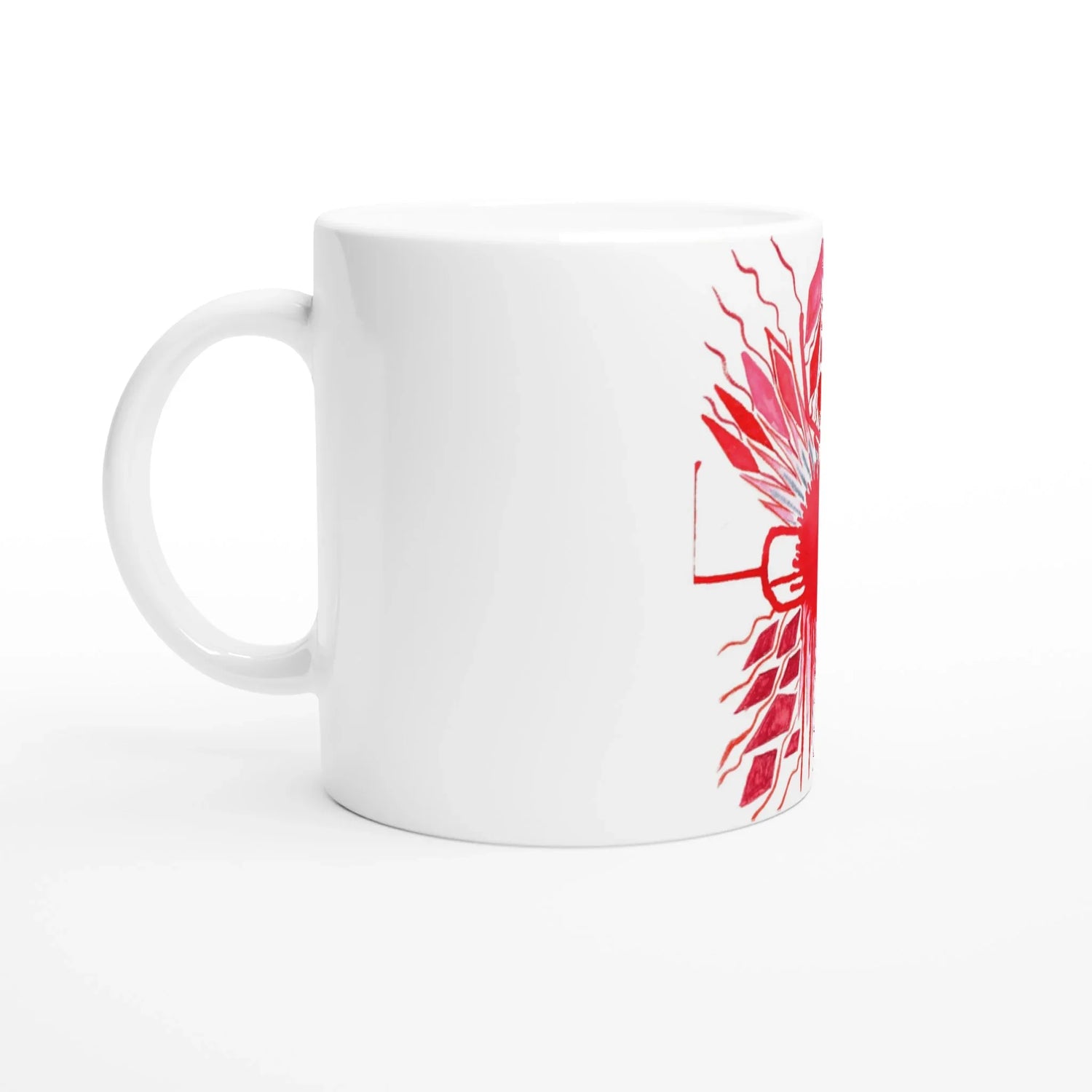 Mug en céramique blanche 325 ml Rouge – Élégance, sécurité et durabilité - Laure Leprince - Artiste Peintre