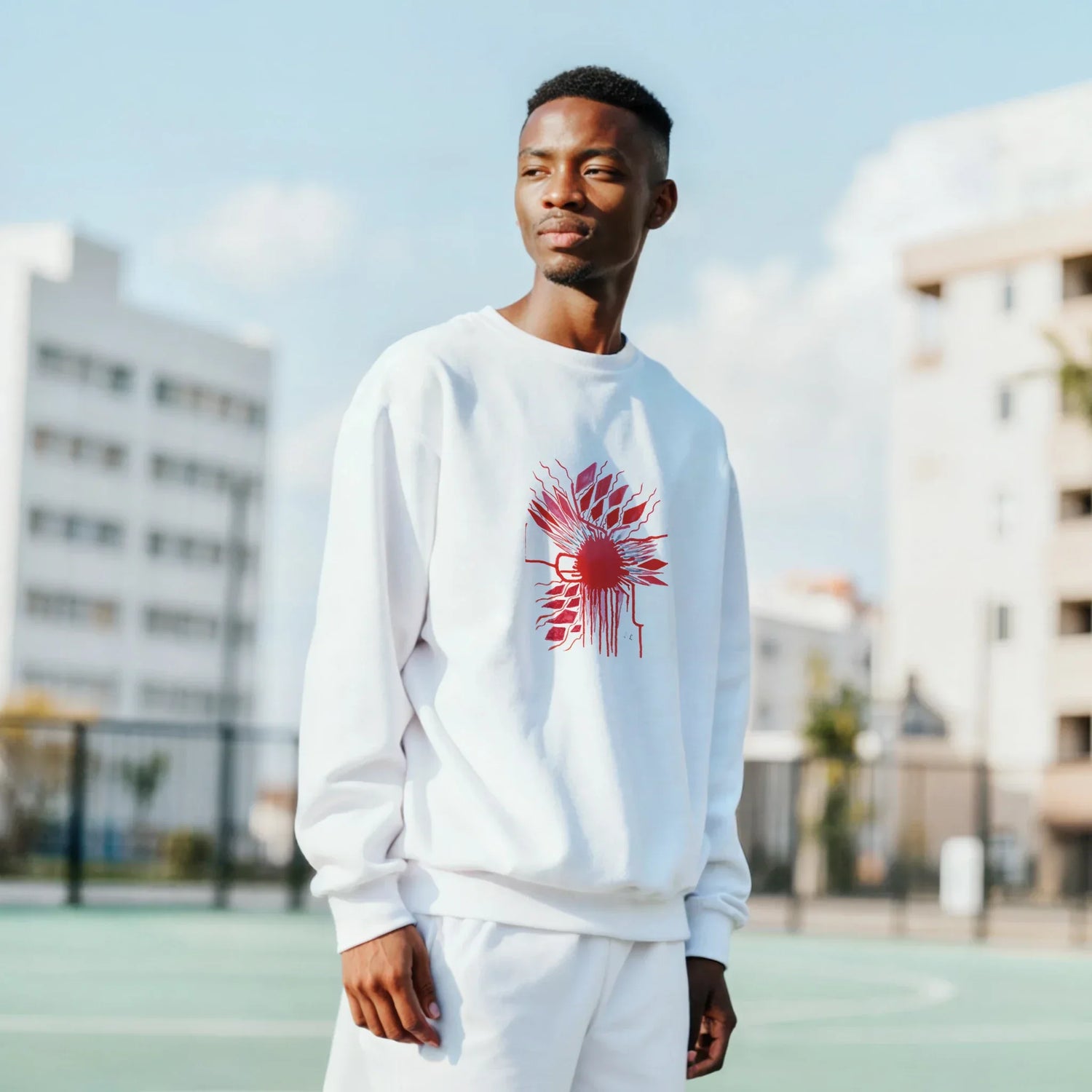 Sweatshirt Unisexe Classique Red– Impression Artistique Multicolore - Laure Leprince - Artiste Peintre