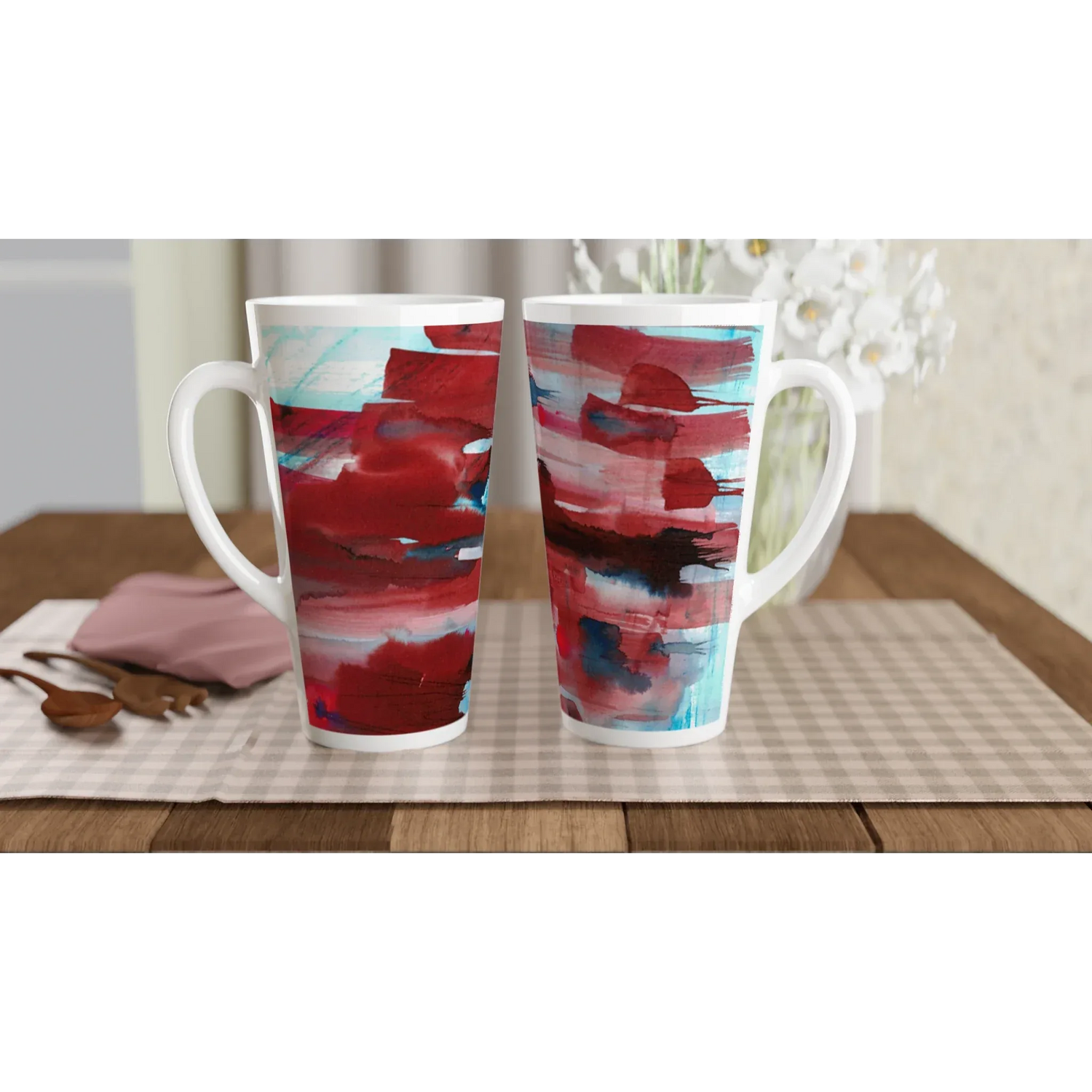 Mug à Latte en Céramique 500 ml Crimson Tower – Élégant, durable et brillant - Laure Leprince - Artiste Peintre