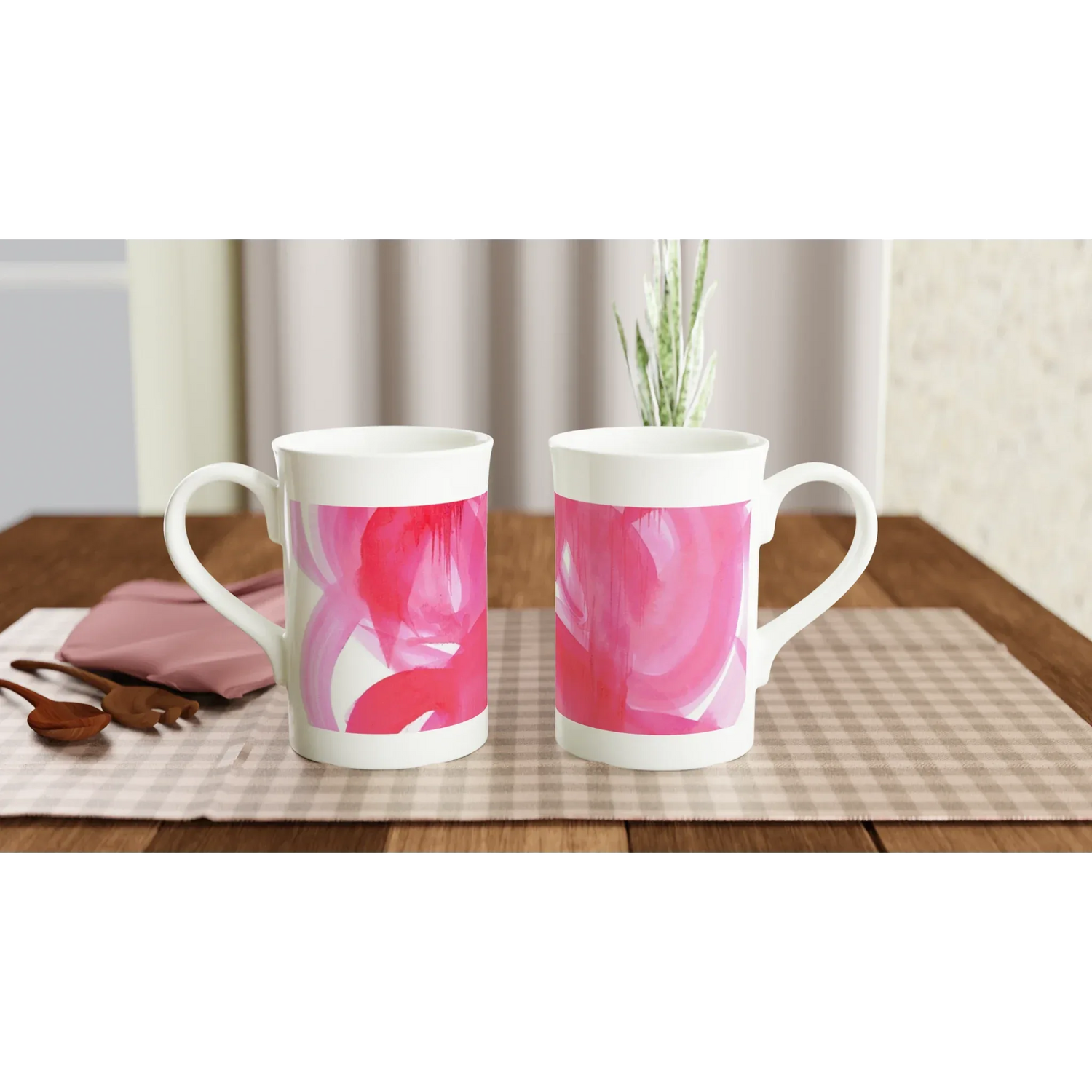 Mug en porcelaine blanche 30 cl Ruby Drift élégance et finesse intemporelle - Laure Leprince - Artiste Peintre