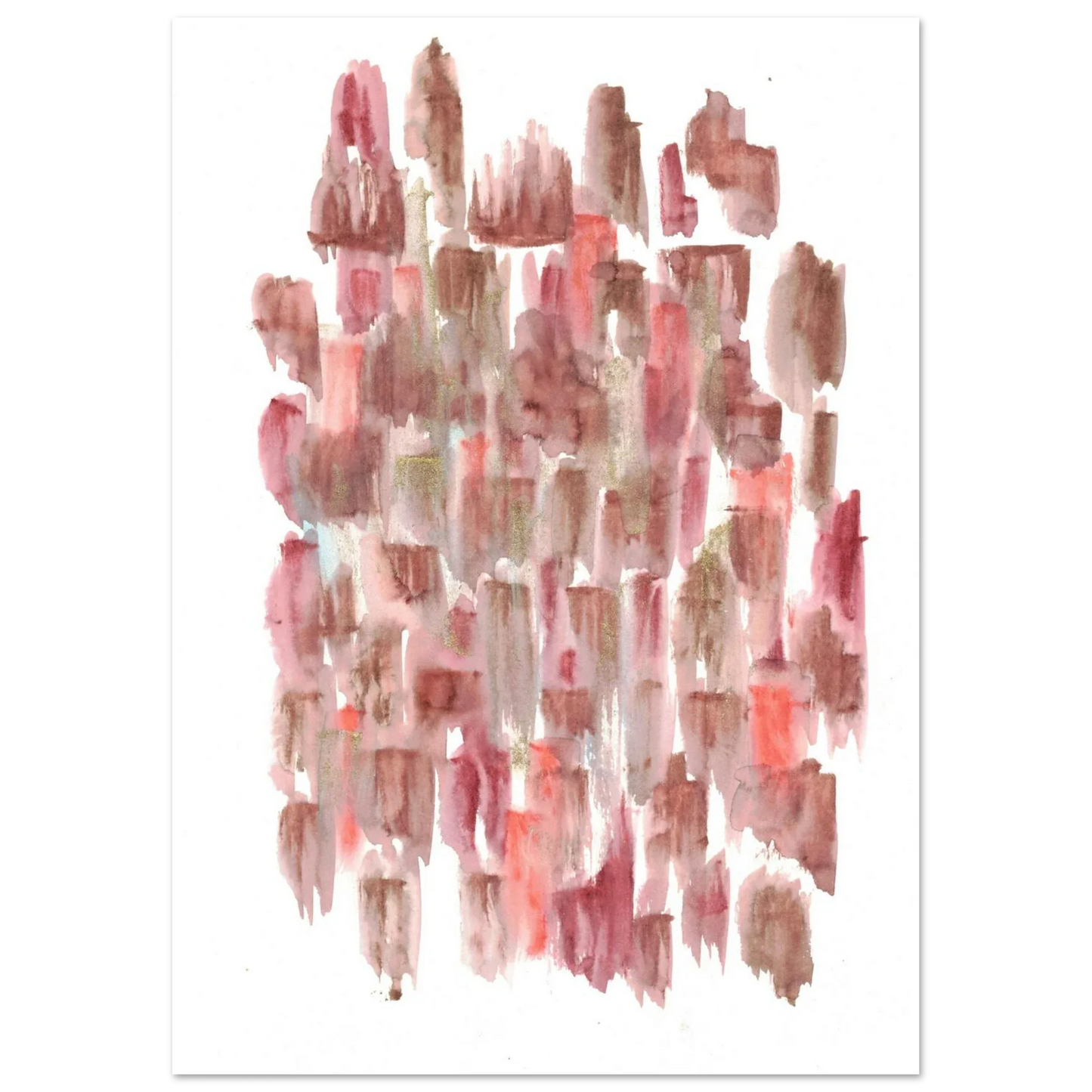 Abstract Watercolor Brushstrokes Matte Poster - Earthy Hues & Gold Flecks - Laure Leprince - Artiste Peintre