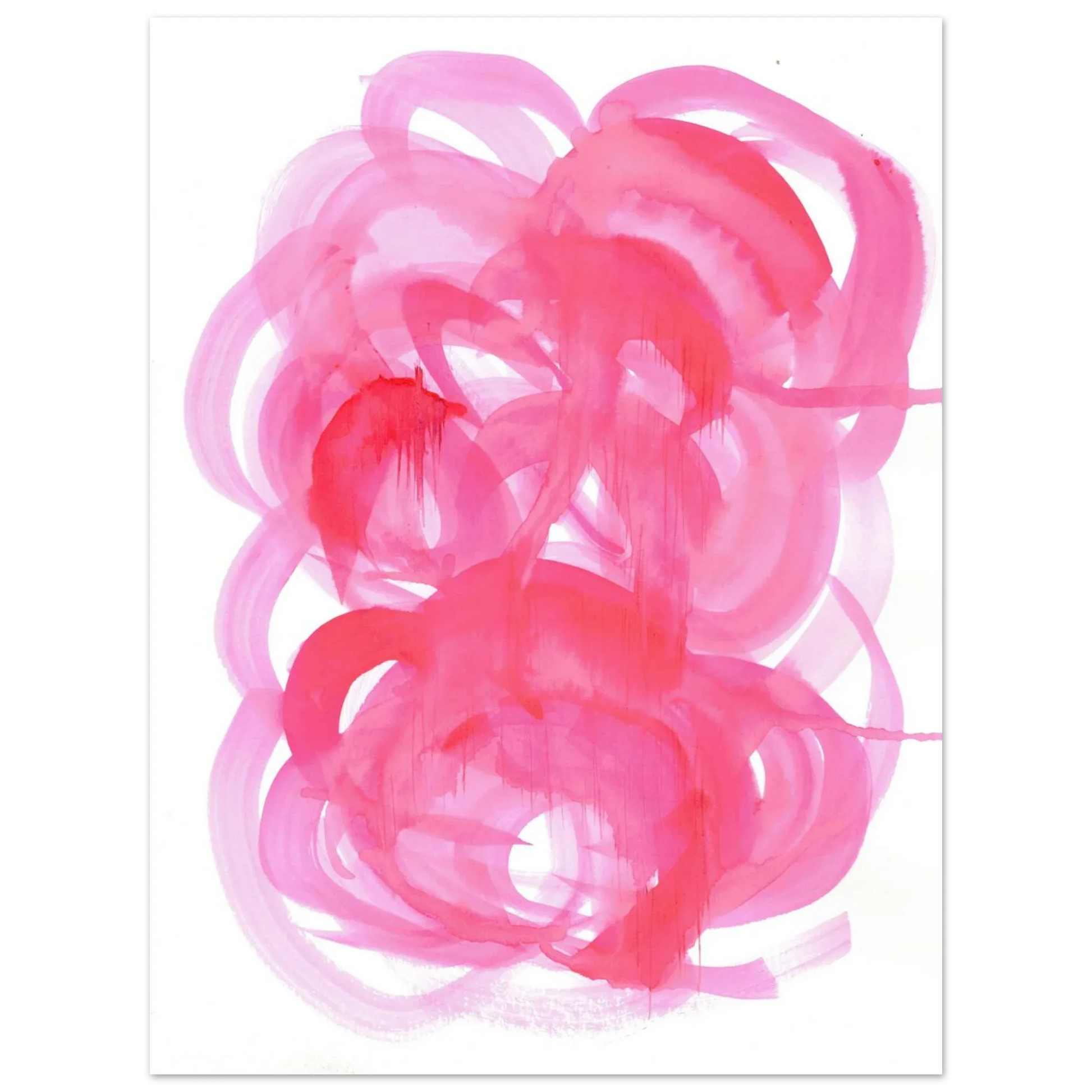 Abstract Pink Swirls Watercolor Poster - Vibrant Modern Art Print on Premium Matte Paper - Laure Leprince - Artiste Peintre