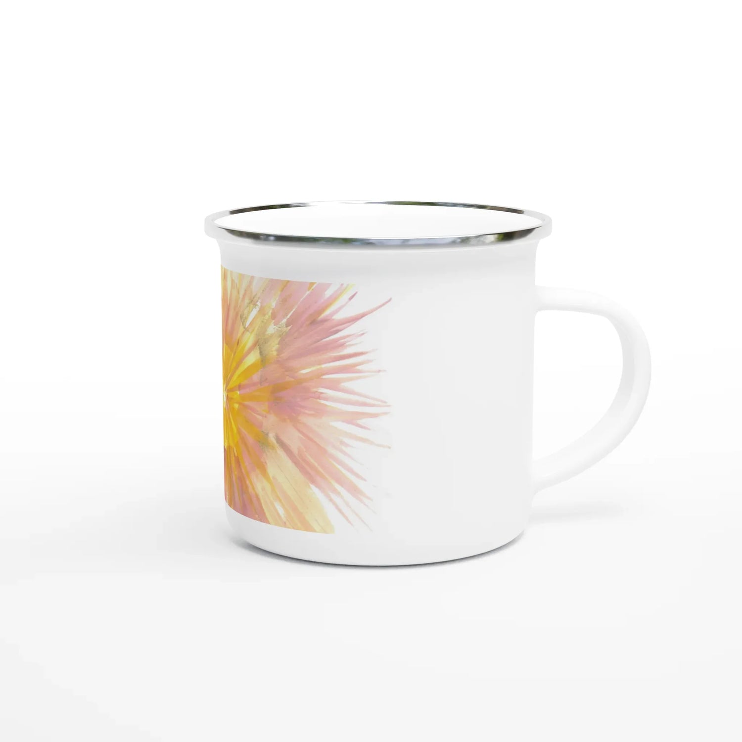 Mug en émail blanc 35 cl Solar Bloom – Léger, vintage et résistant - Laure Leprince - Artiste Peintre