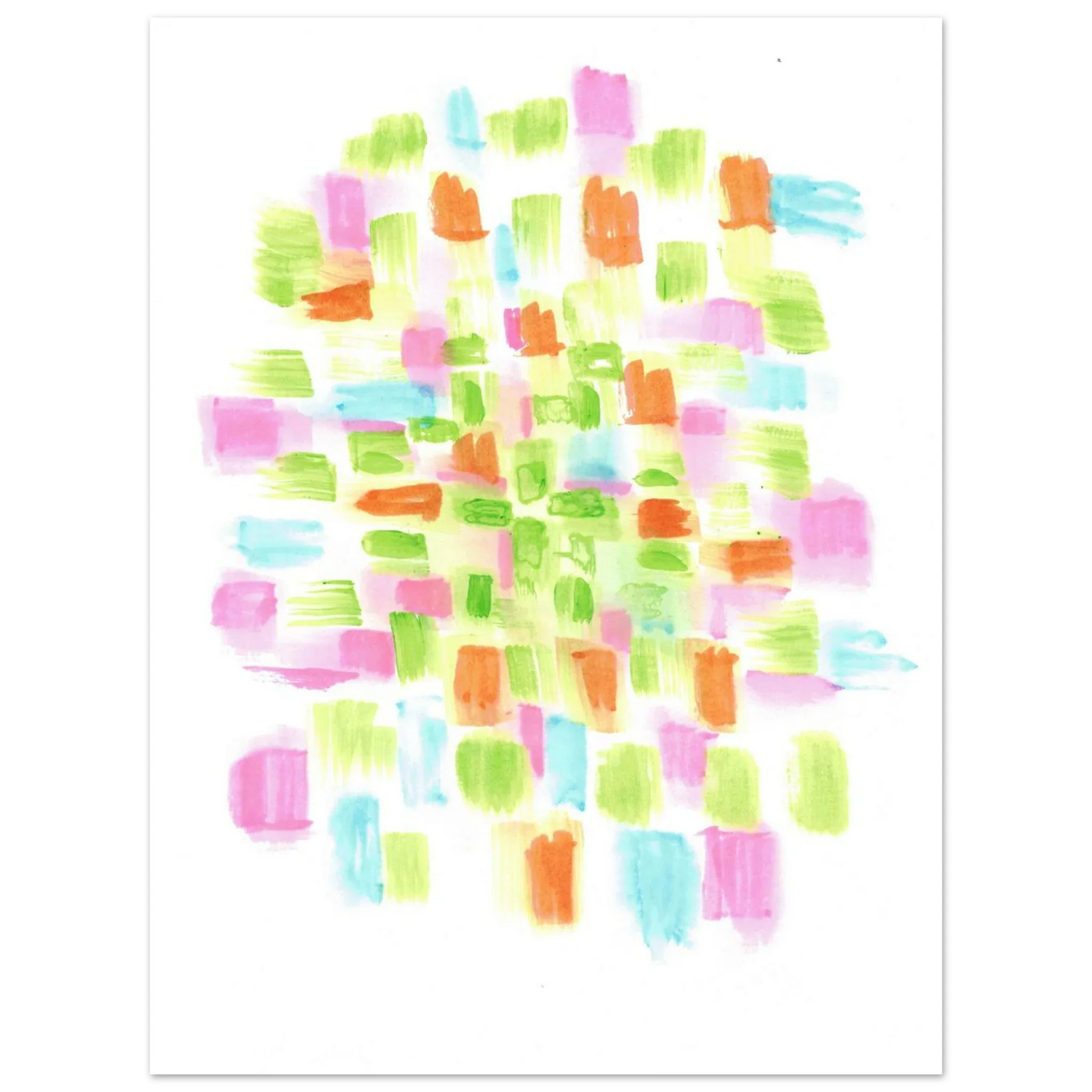 Abstract Watercolor Splash Art Print - Premium Matte Paper Poster with Vibrant Pink & Green Hues - Laure Leprince - Artiste Peintre
