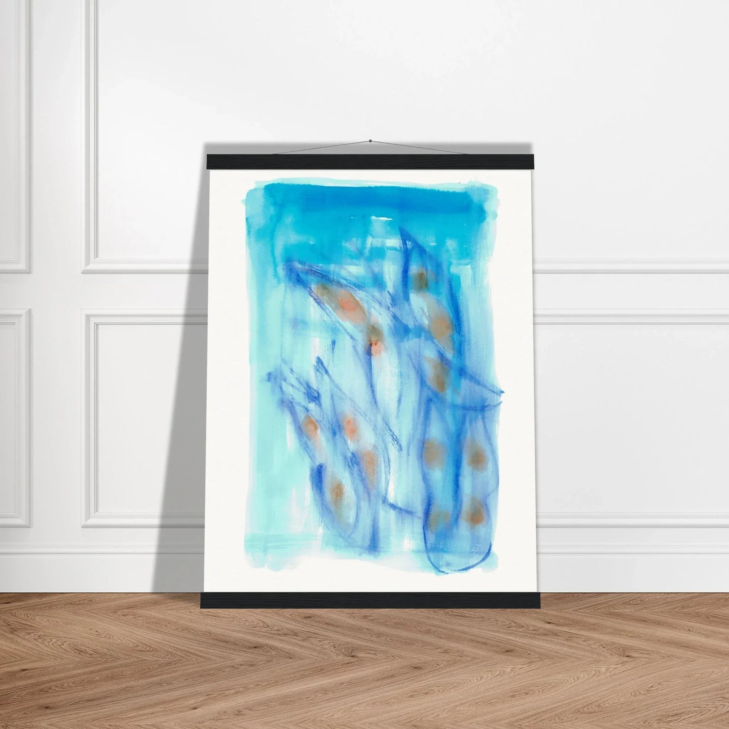Museum-Quality Matte Paper Poster with Hanger Blue Sprouts - Laure Leprince - Artiste Peintre