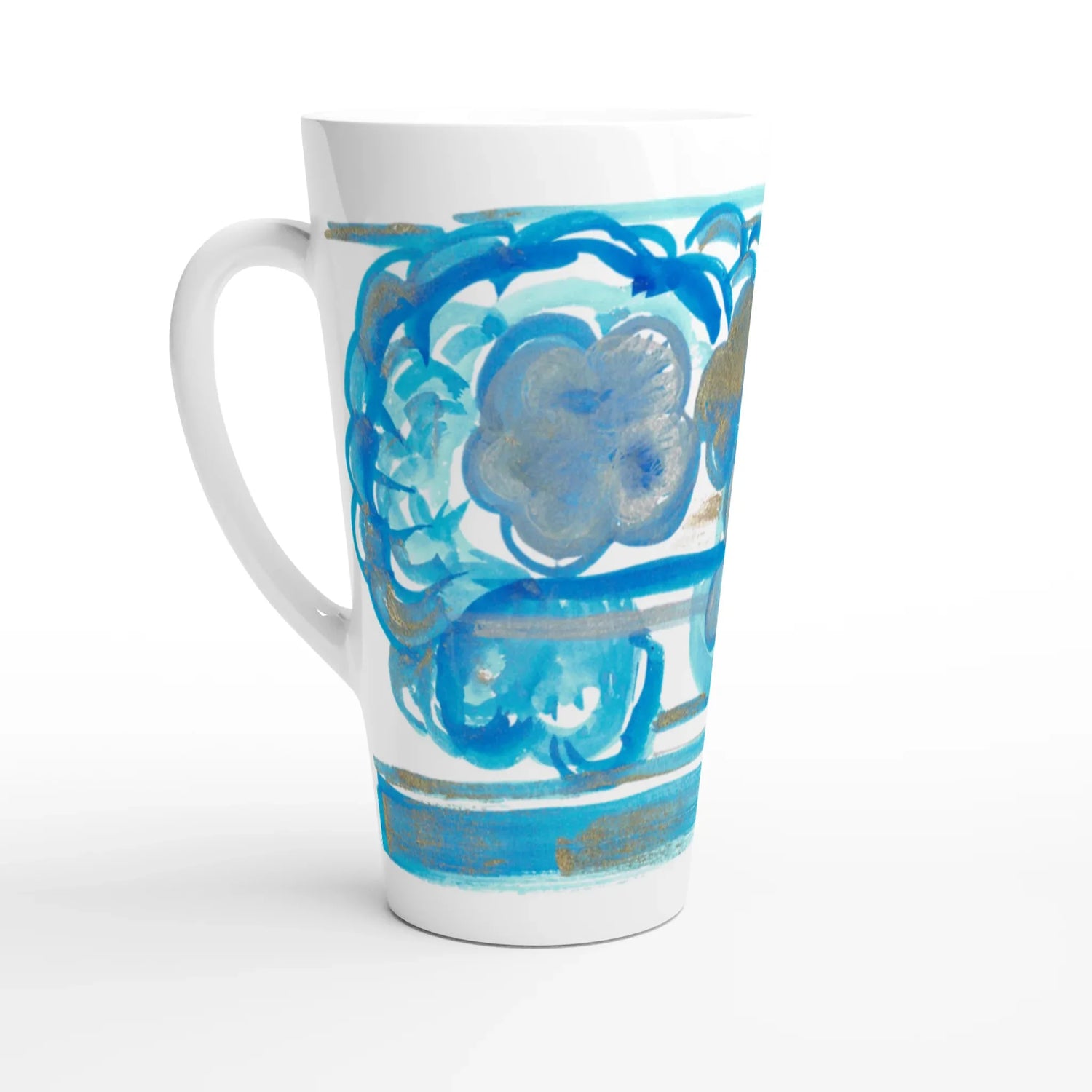 Mug à Latte en Céramique Blanche 500 ml Ocean Bloom – Élégant, durable et brillant - Laure Leprince - Artiste Peintre
