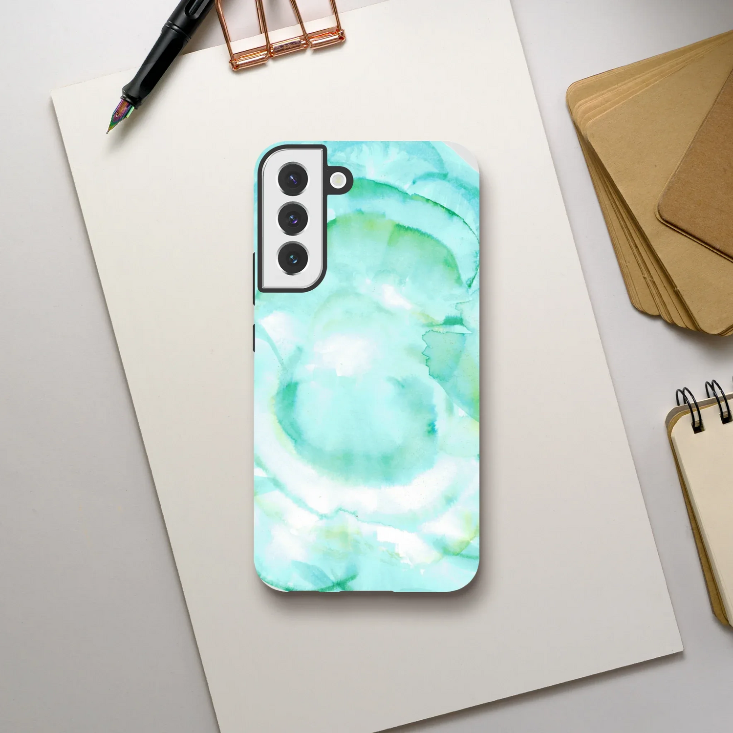 Premium Samsung Tough Case – Design Artistique Aqua Bloom - Laure Leprince - Artiste Peintre