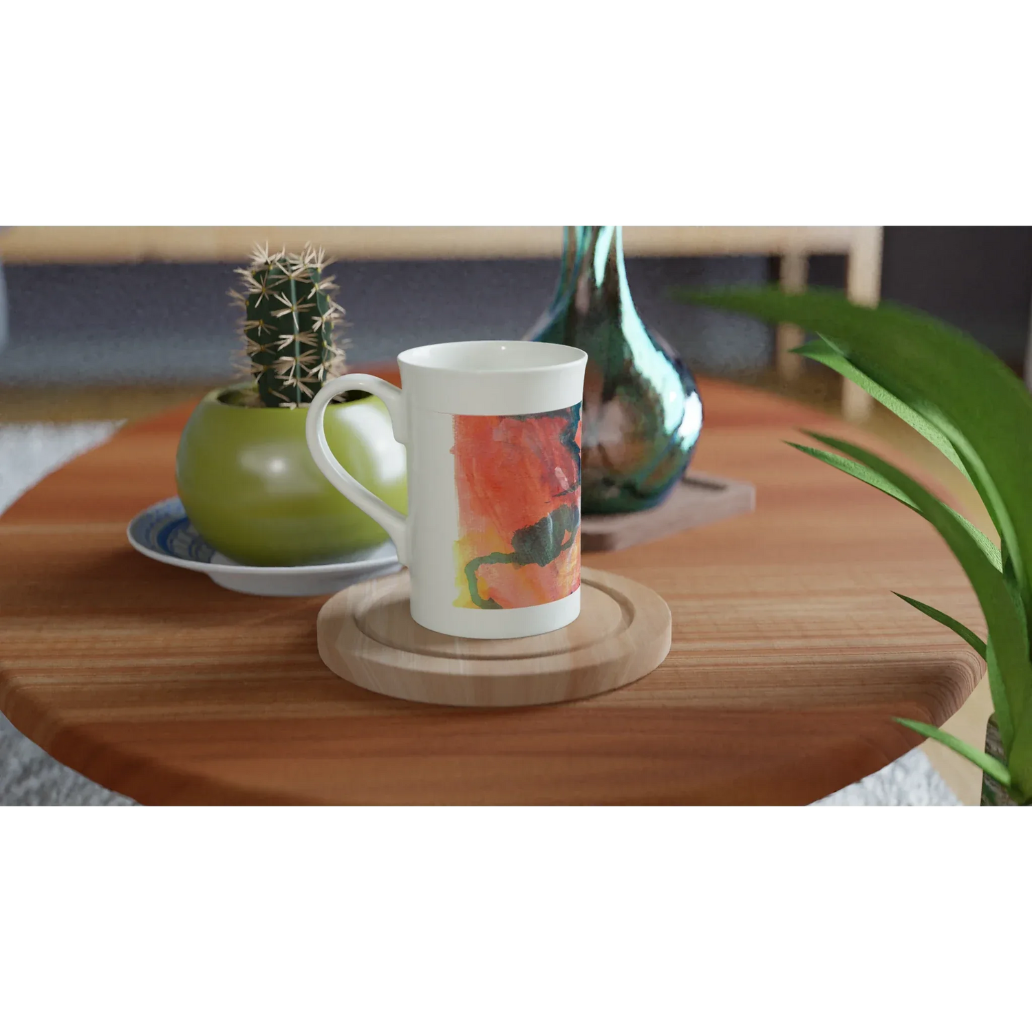 Mug en porcelaine blanche 30 cl Neon mirage – Élégance et finesse intemporelle - Laure Leprince - Artiste Peintre