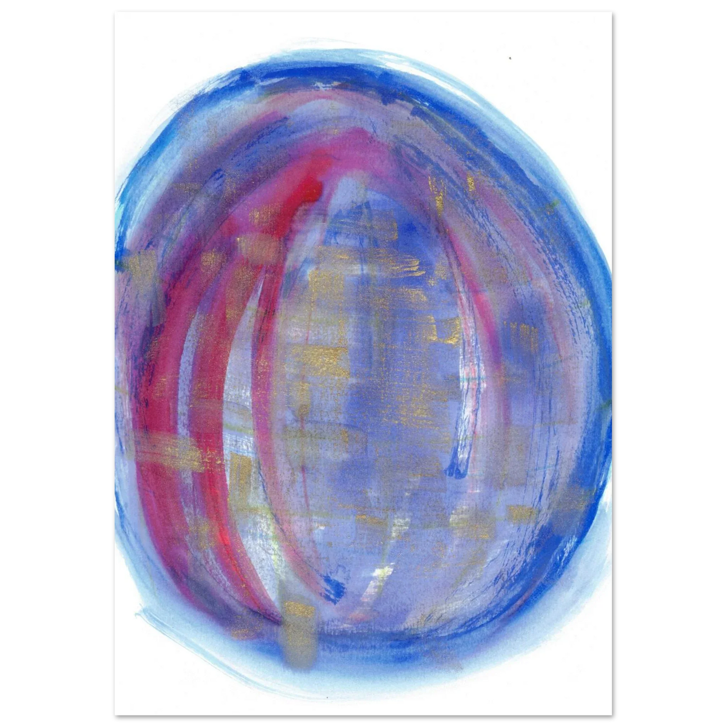 Cosmic Aura Abstract Watercolor Poster – Vibrant Blue, Magenta & Gold, Premium Matte Finish - Laure Leprince - Artiste Peintre