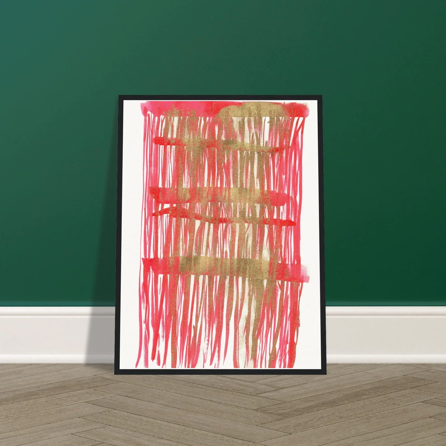 Affiche Encadrée Museum-Quality Matte Paper Wooden Framed Poste Red Waves - Laure Leprince - Artiste Peintre