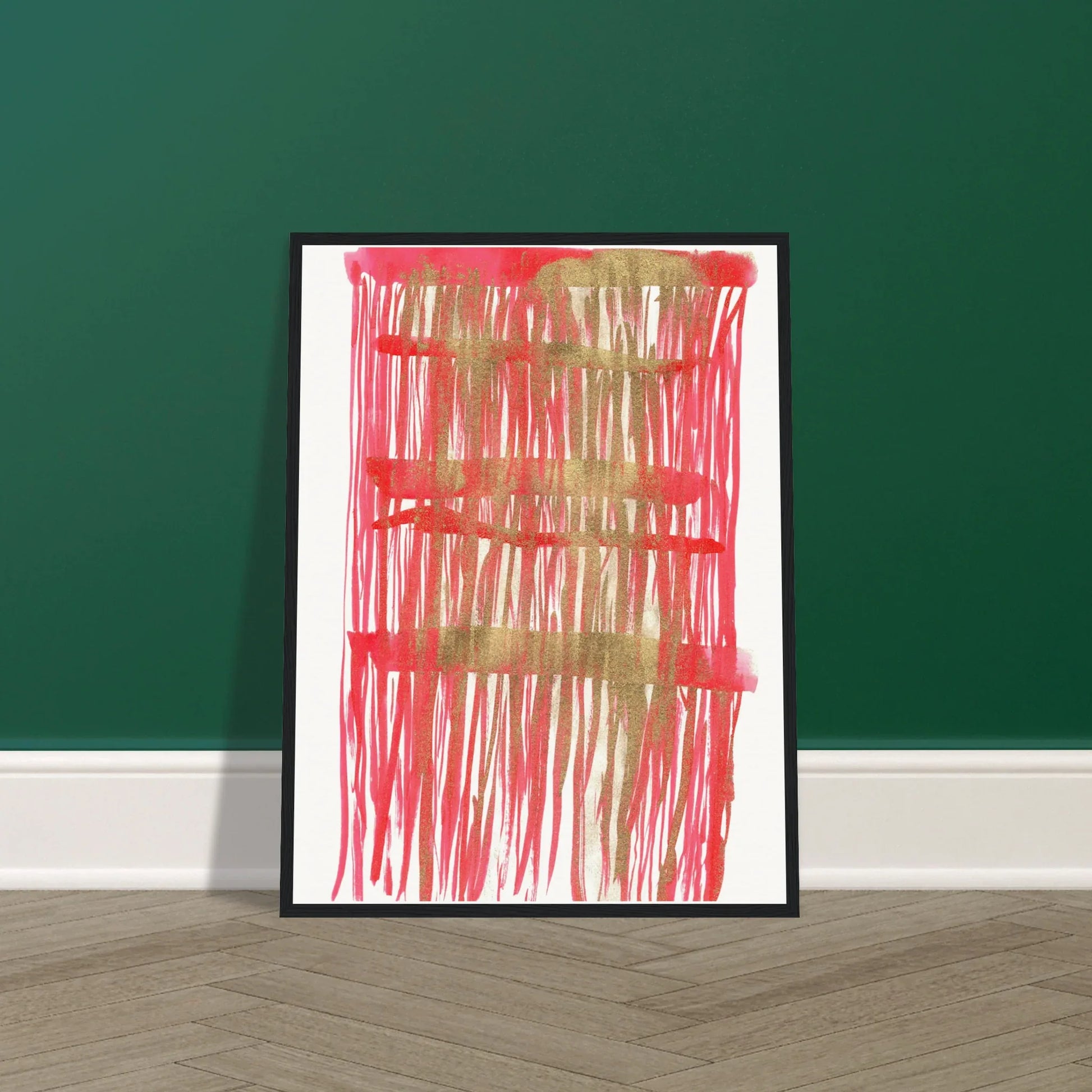 Affiche Encadrée Museum-Quality Matte Paper Wooden Framed Poste Red Waves - Laure Leprince - Artiste Peintre