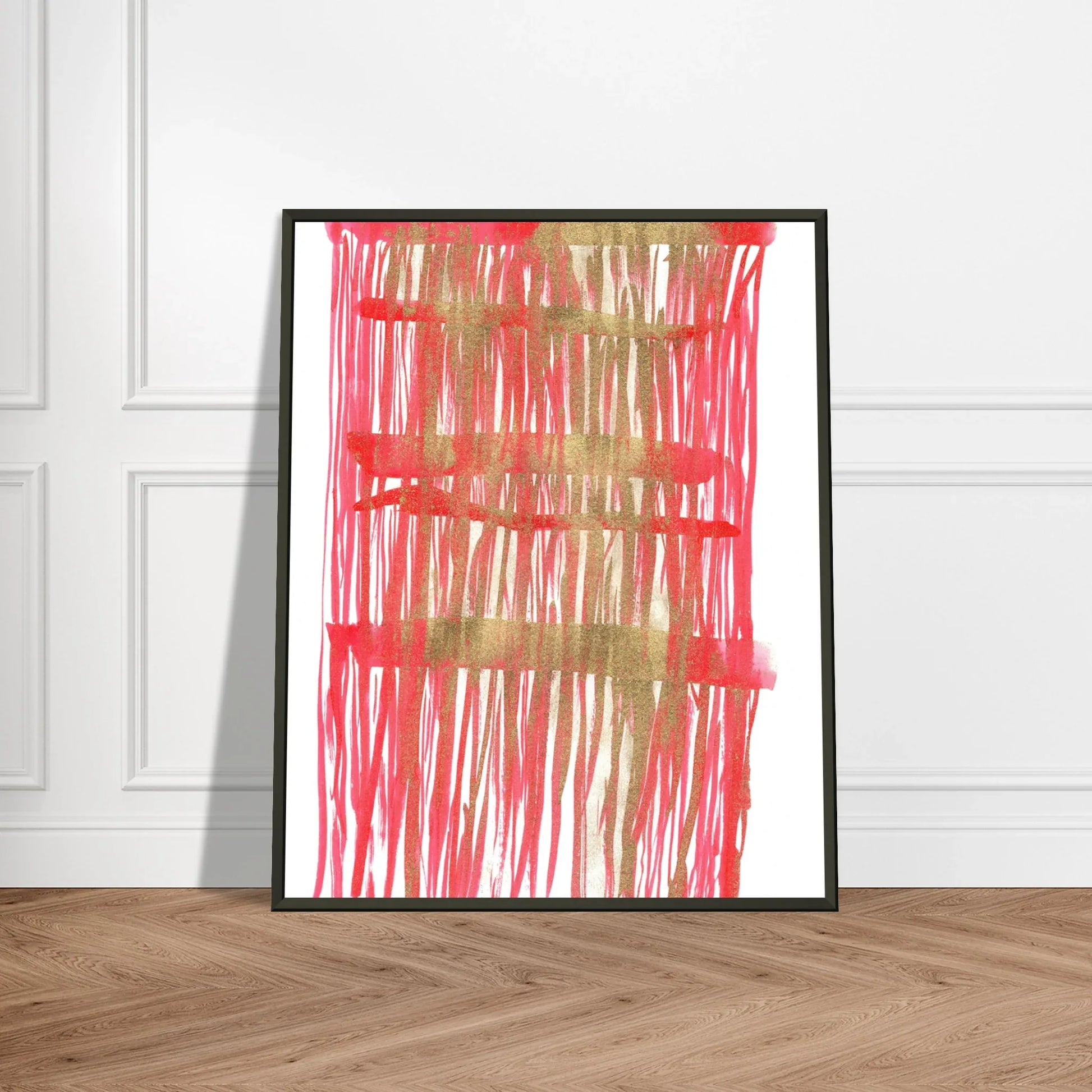 Classic Semi-Glossy Paper Metal Framed Poster Red Waves - Laure Leprince - Artiste Peintre