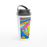 Mug de voyage blanc en acier inoxydable – 44 cl | Élégant, pratique et isotherme - Laure Leprince - Artiste Peintre
