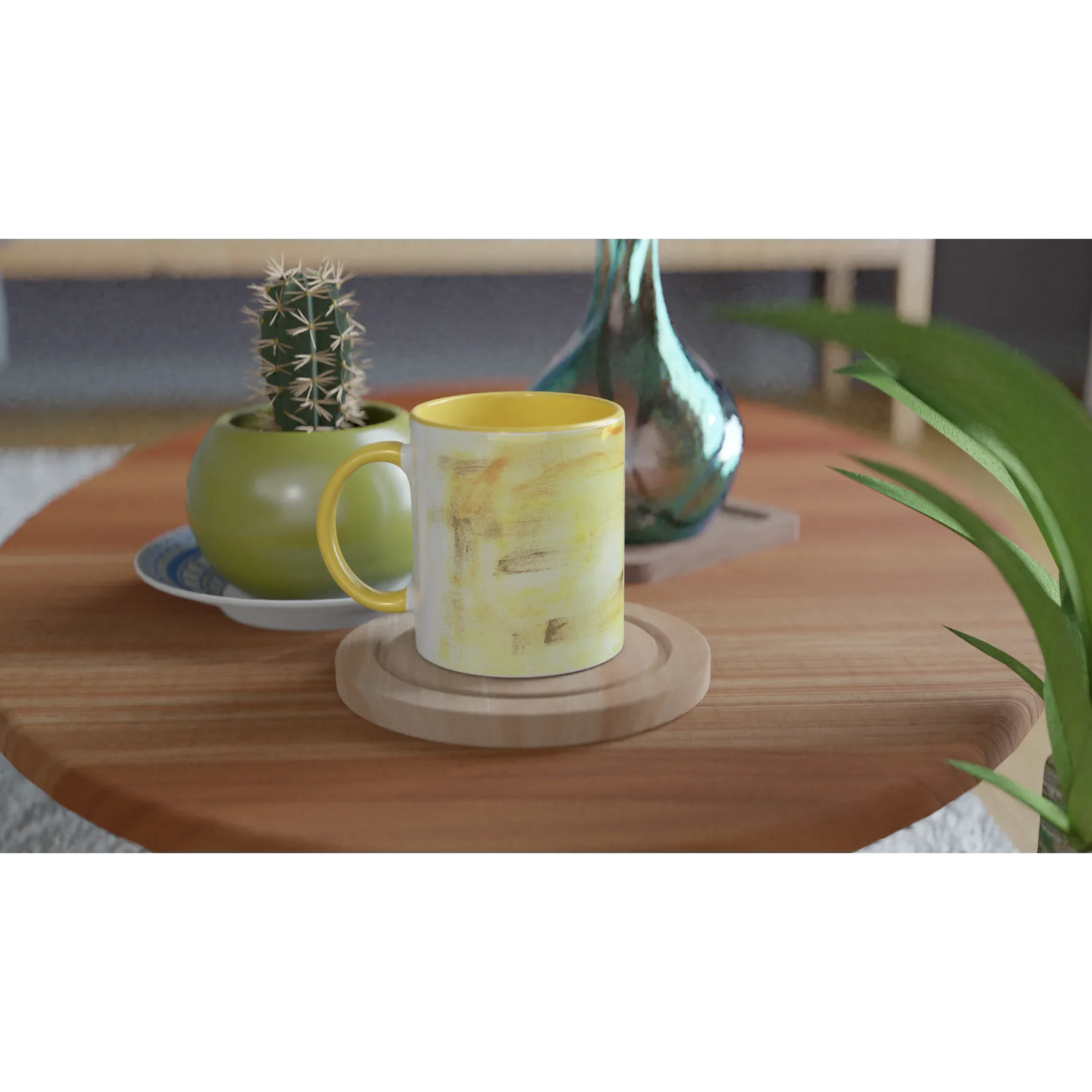 Mug 11oz - 325 ml - Ceramic Mug with Color Insiden Golden Haze - Laure Leprince - Artiste Peintre