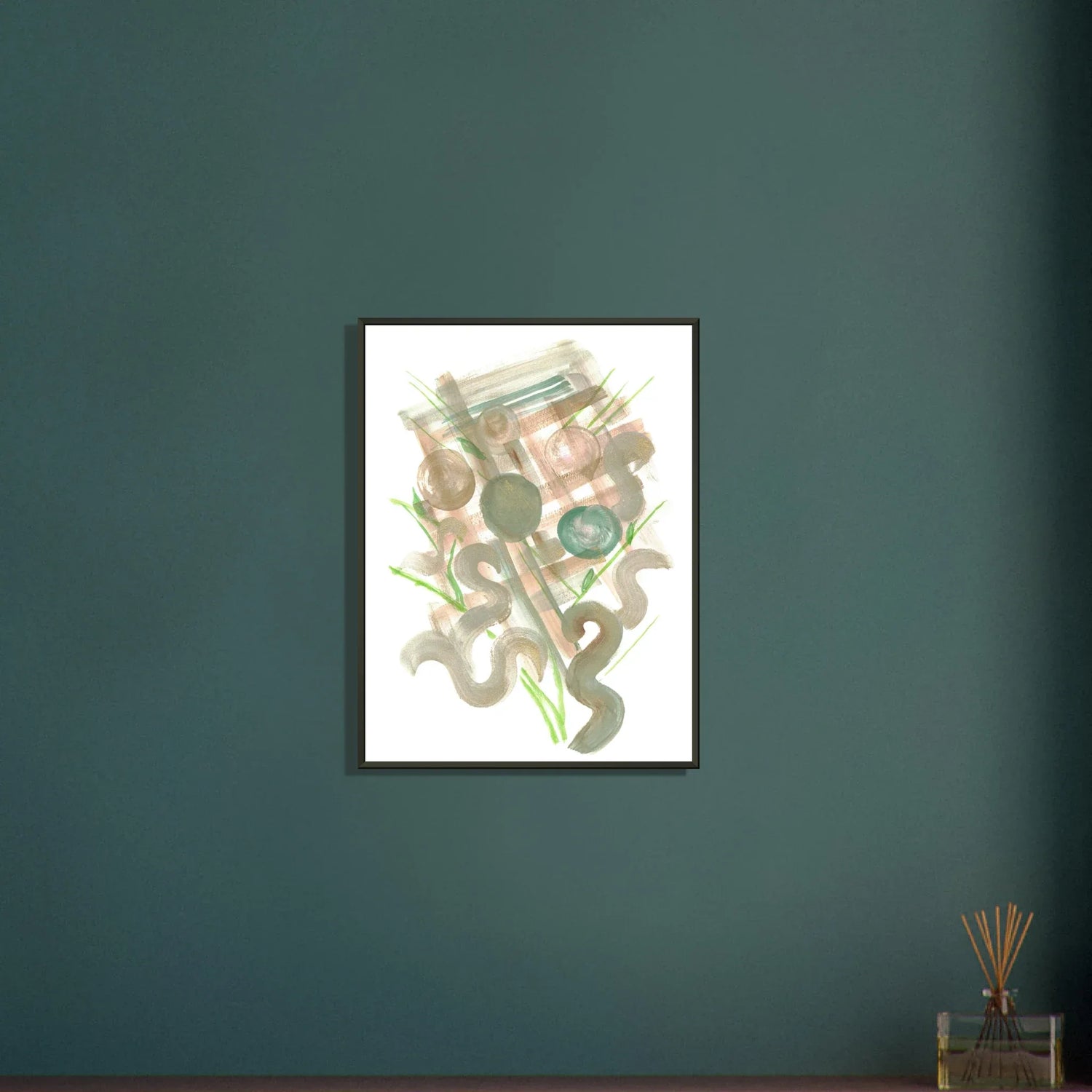 Classic Semi-Glossy Paper Metal Framed Poste Moss Geometry - Laure Leprince - Artiste Peintre