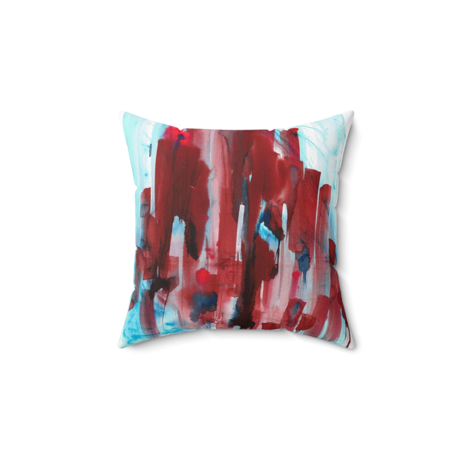 Square Throw Pillow Crisom Tower — Minimal Blue Brushstroke Accent