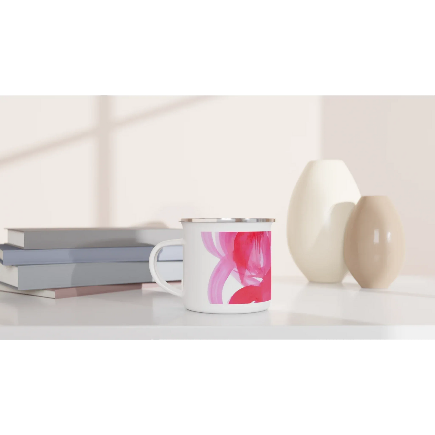 Mug en émail blanc 35 cl City Ruby drift– Léger, vintage et résistant - Laure Leprince - Artiste Peintre